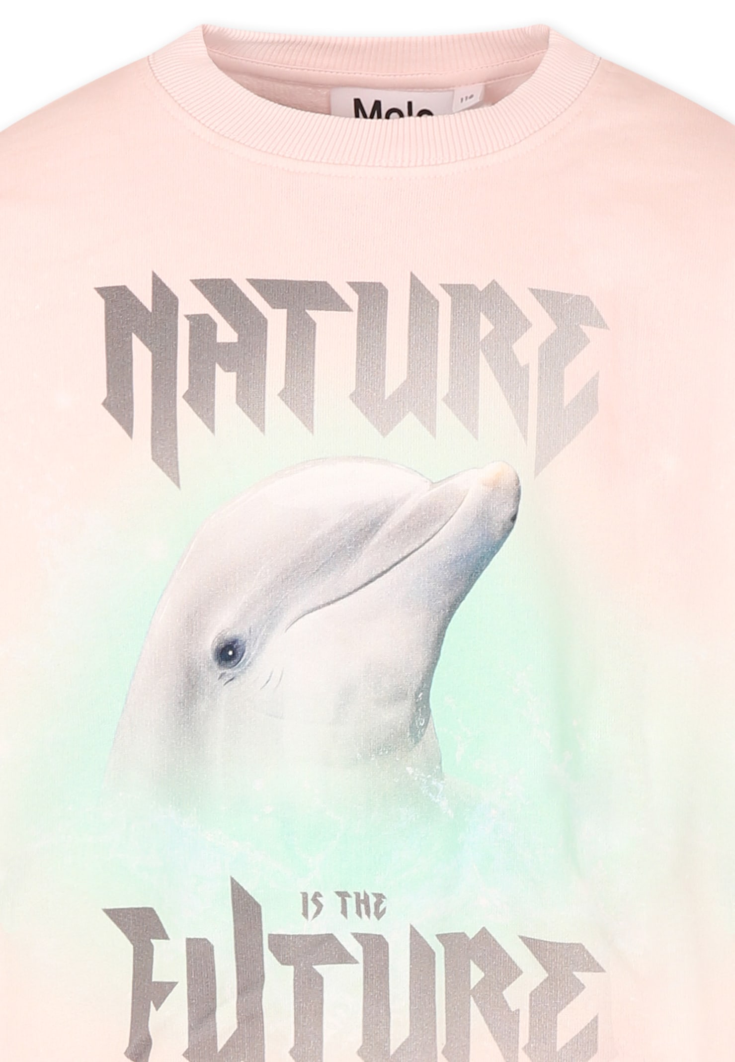 Molo Pink Sweatshirt For Girl With Dolphin In Pink