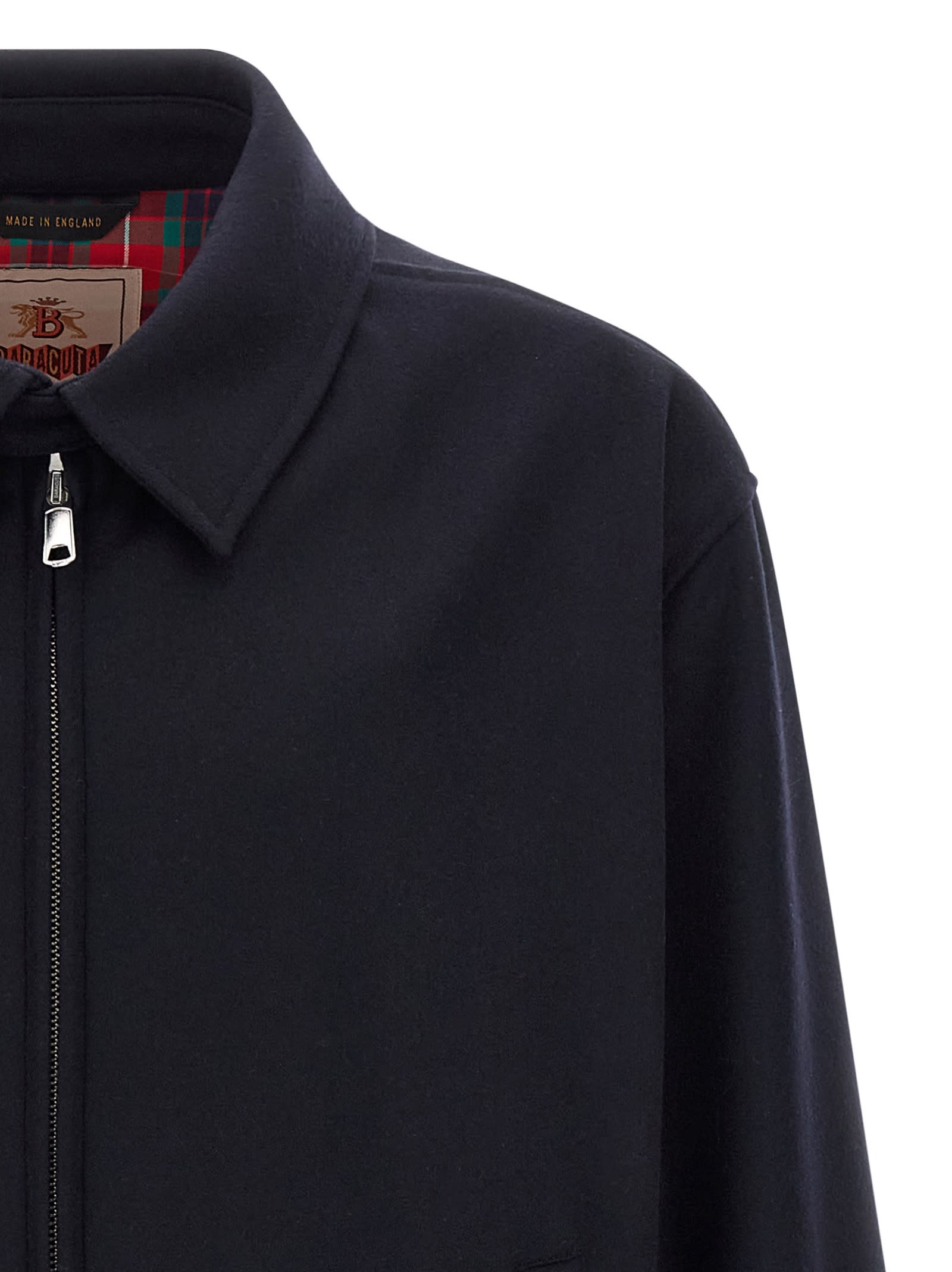 Baracuta Melton G18 Sweater Jacket With Buttoned Cuffs In Blue