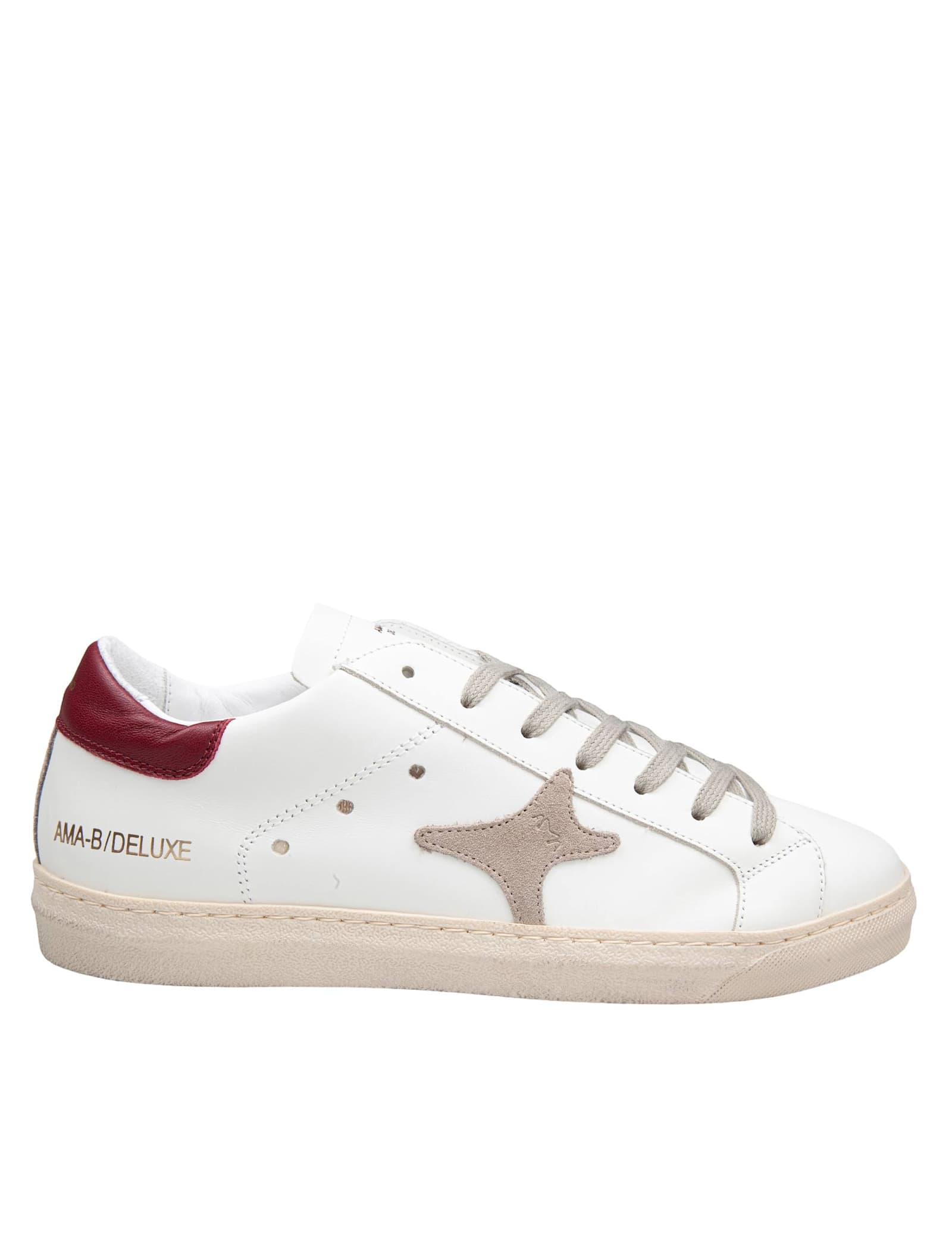 Leather Sneakers White And Red Color