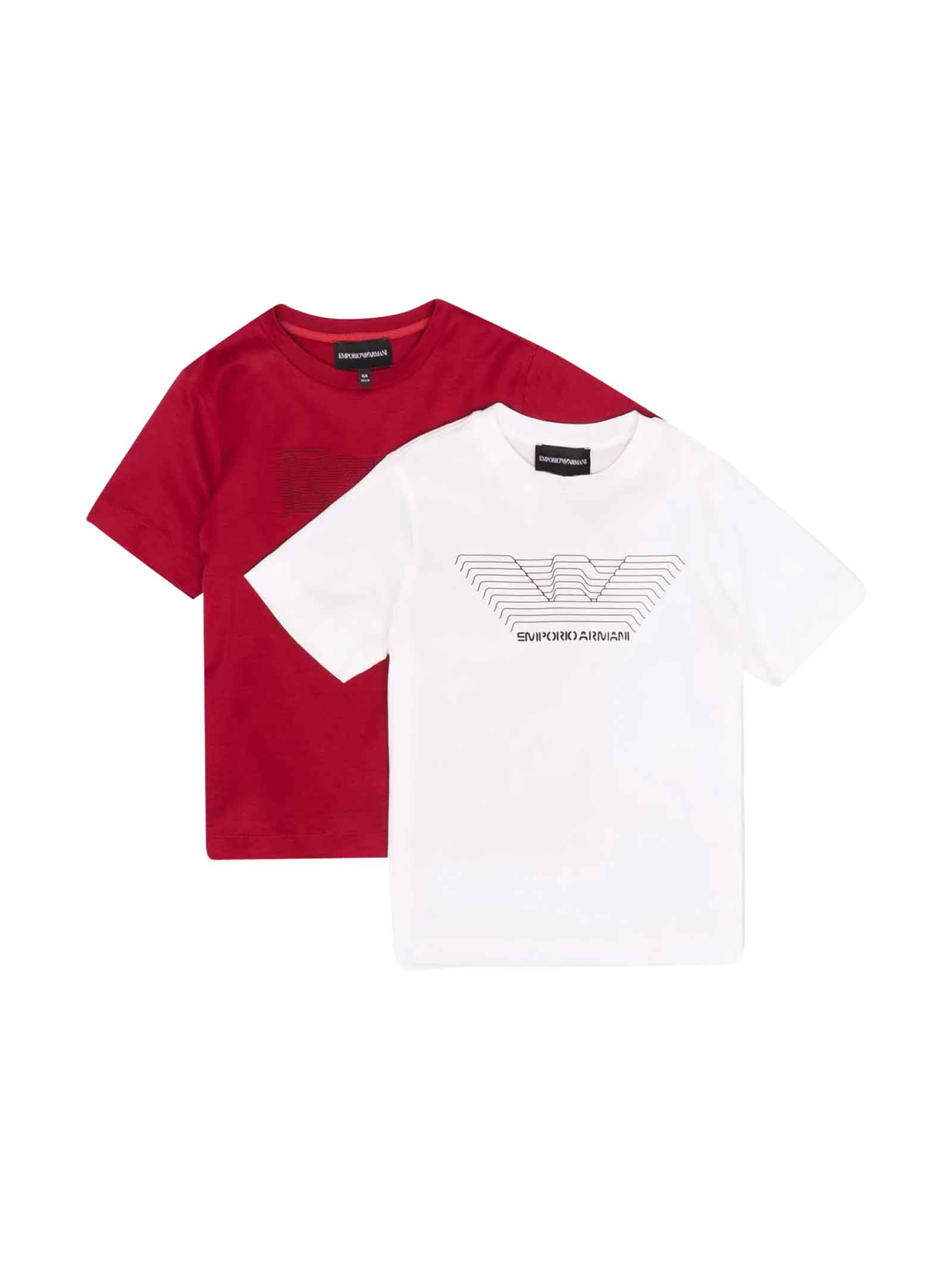Emporio Armani Set 2 White / Red T-shirt Teen Boy