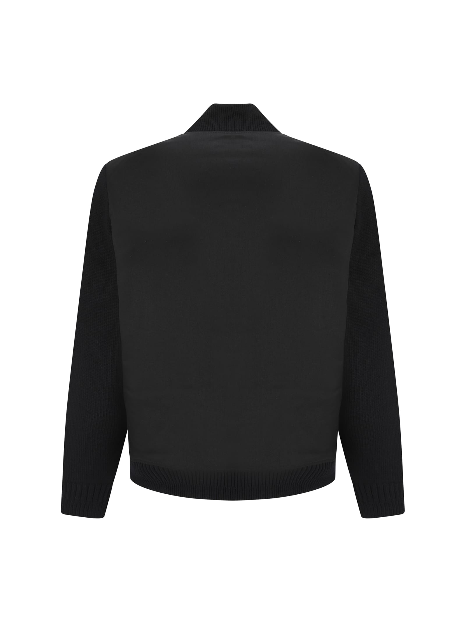 Stone Island Performance Twill Wool Bomber Jacket In Black