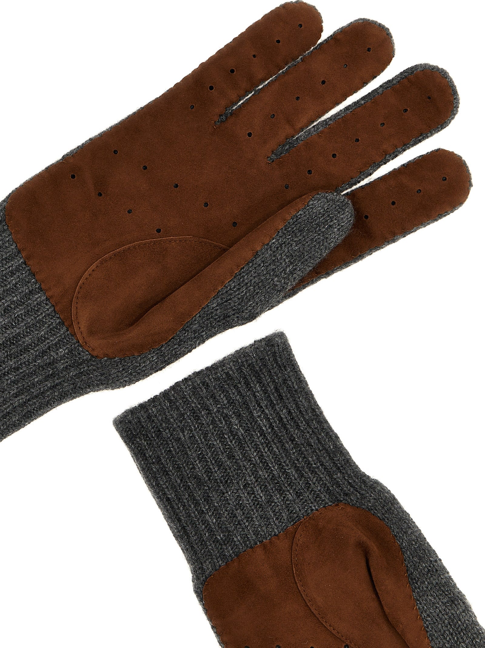 Shop Brunello Cucinelli Suede Detail Gloves In Multicolor