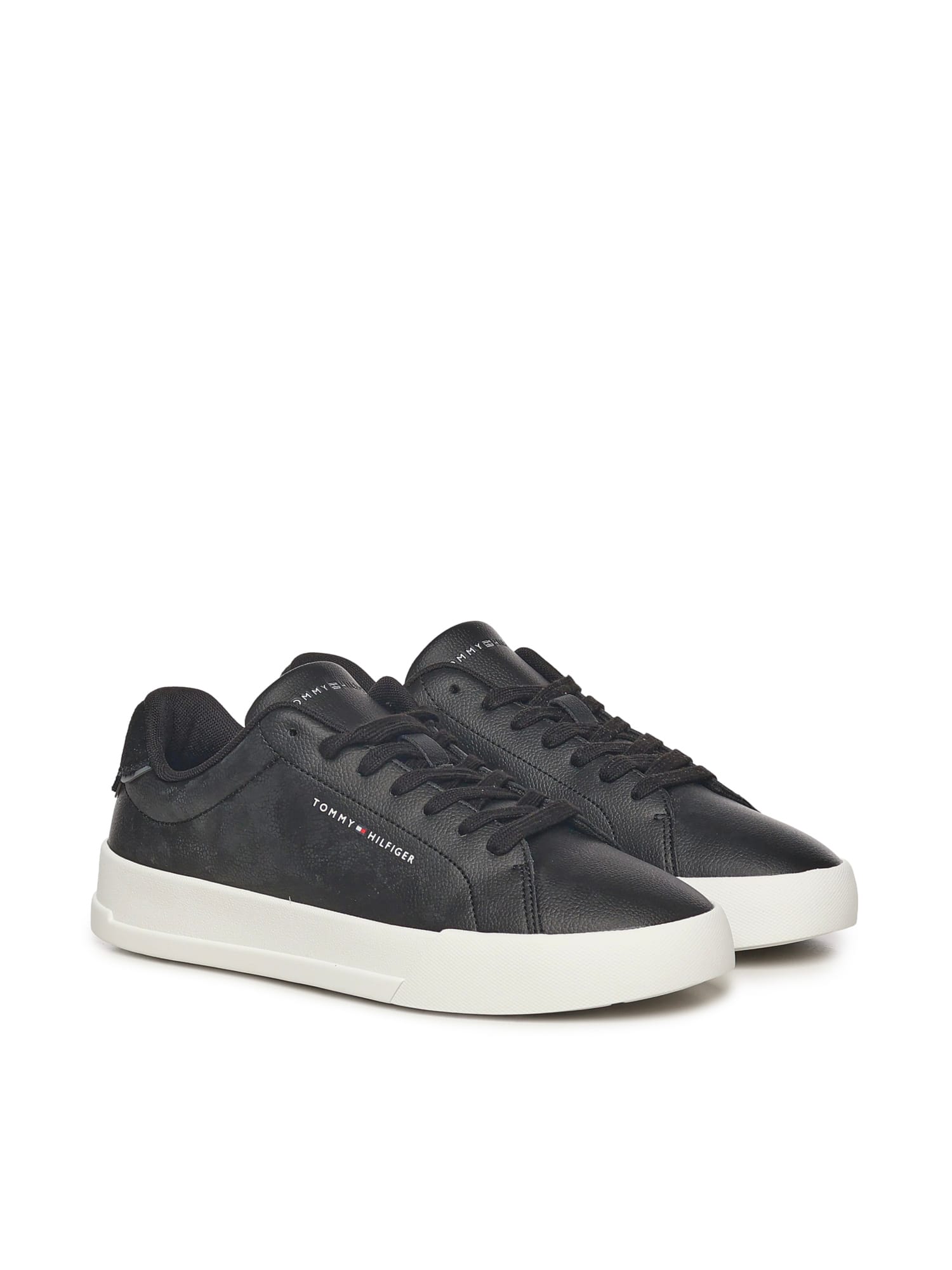 Tommy Hilfiger Leather Sneakers In Black