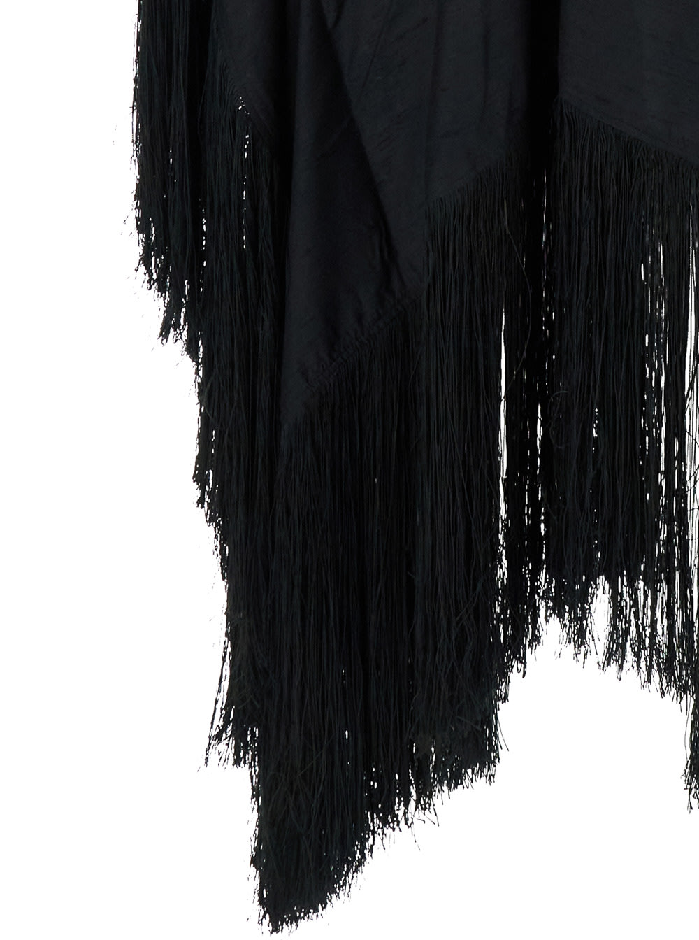Taller Marmo Black Kaftan With V Neck And Scarf Detail In Viscose Blend Woman In Black