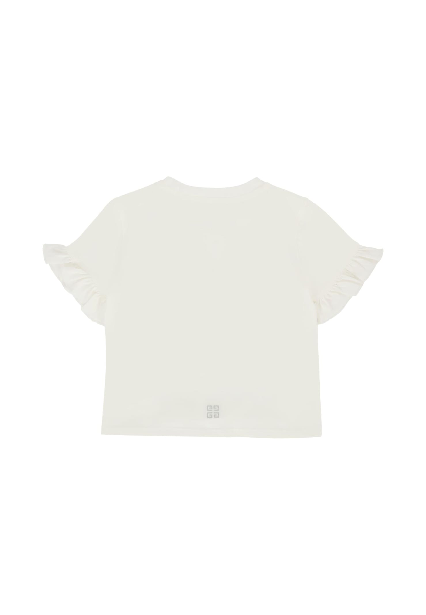 Givenchy Ivory T-shirt For Baby Girl With Logo In Animal Print