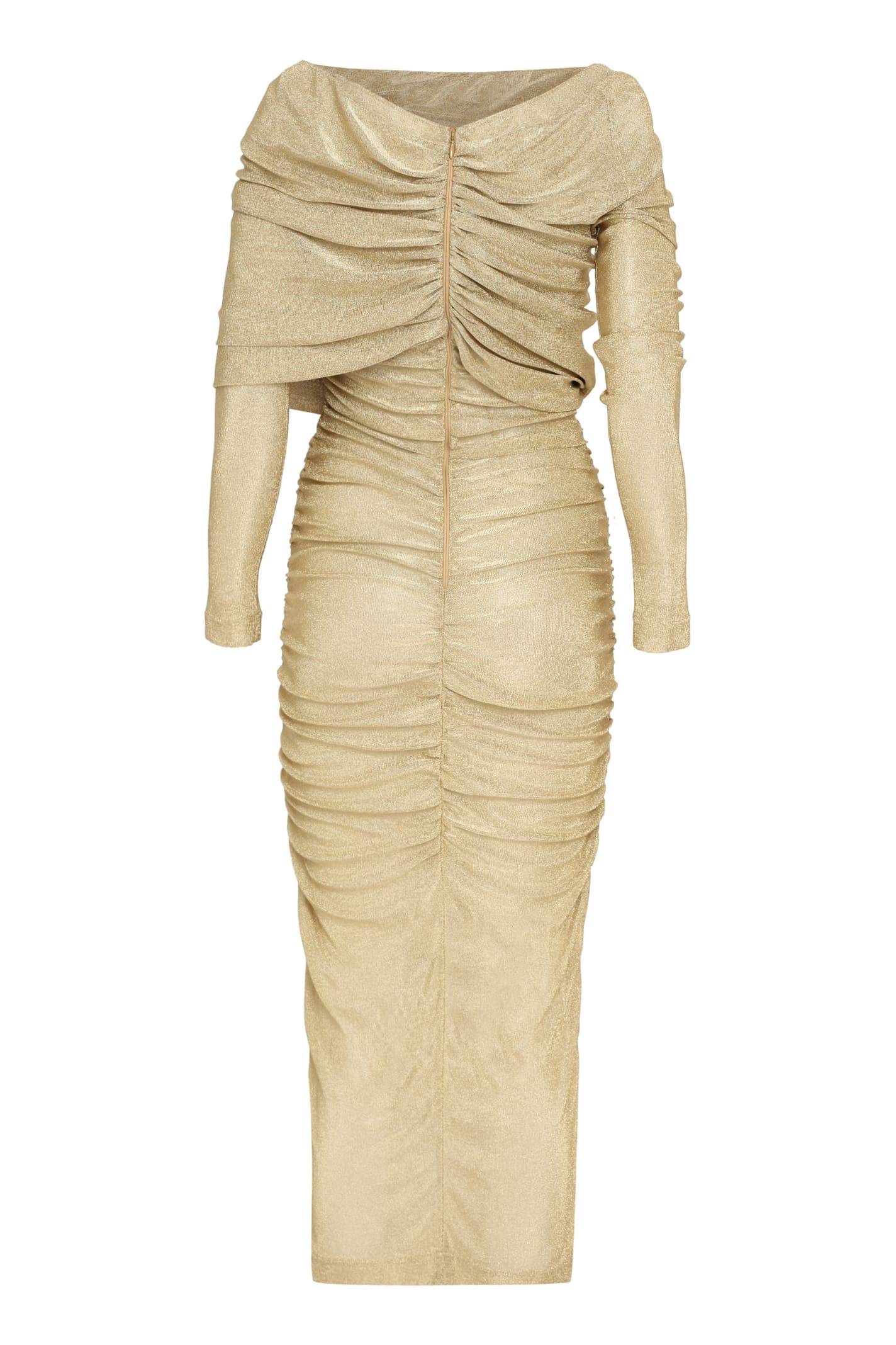 Shop Dolce & Gabbana Draped Pencil Dress In Golden