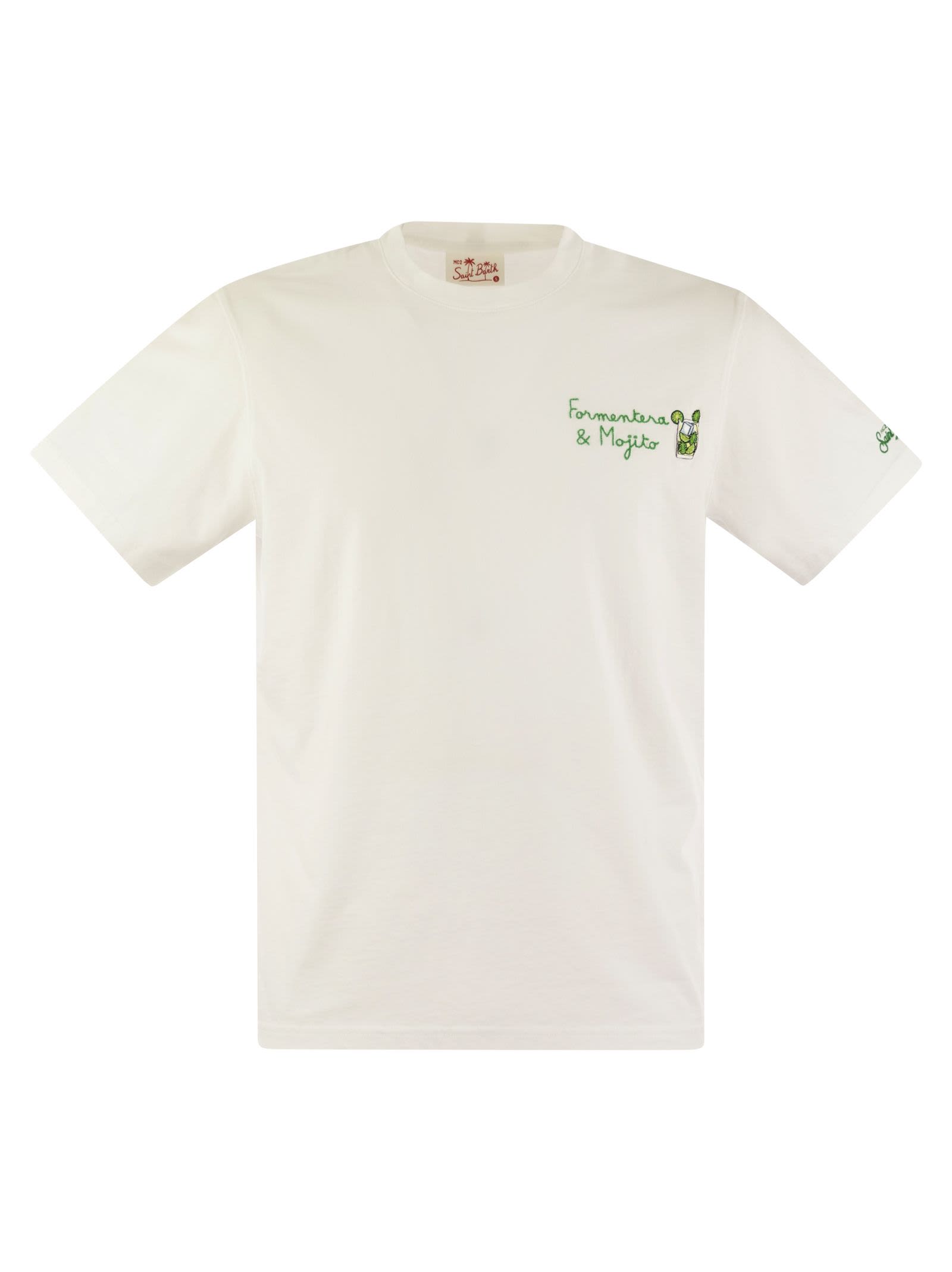 Shop Mc2 Saint Barth Portofino - T-shirt With Chest Embroidery In White