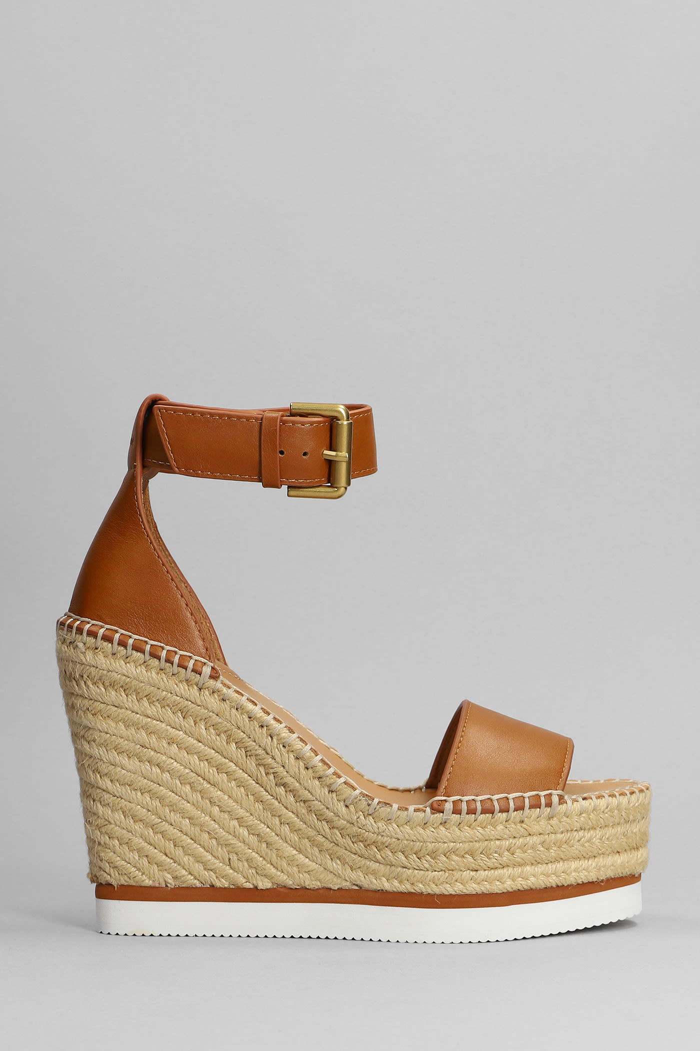 SEE BY CHLOÉ GLYN WEDGES IN LEATHER COLOR LEATHER