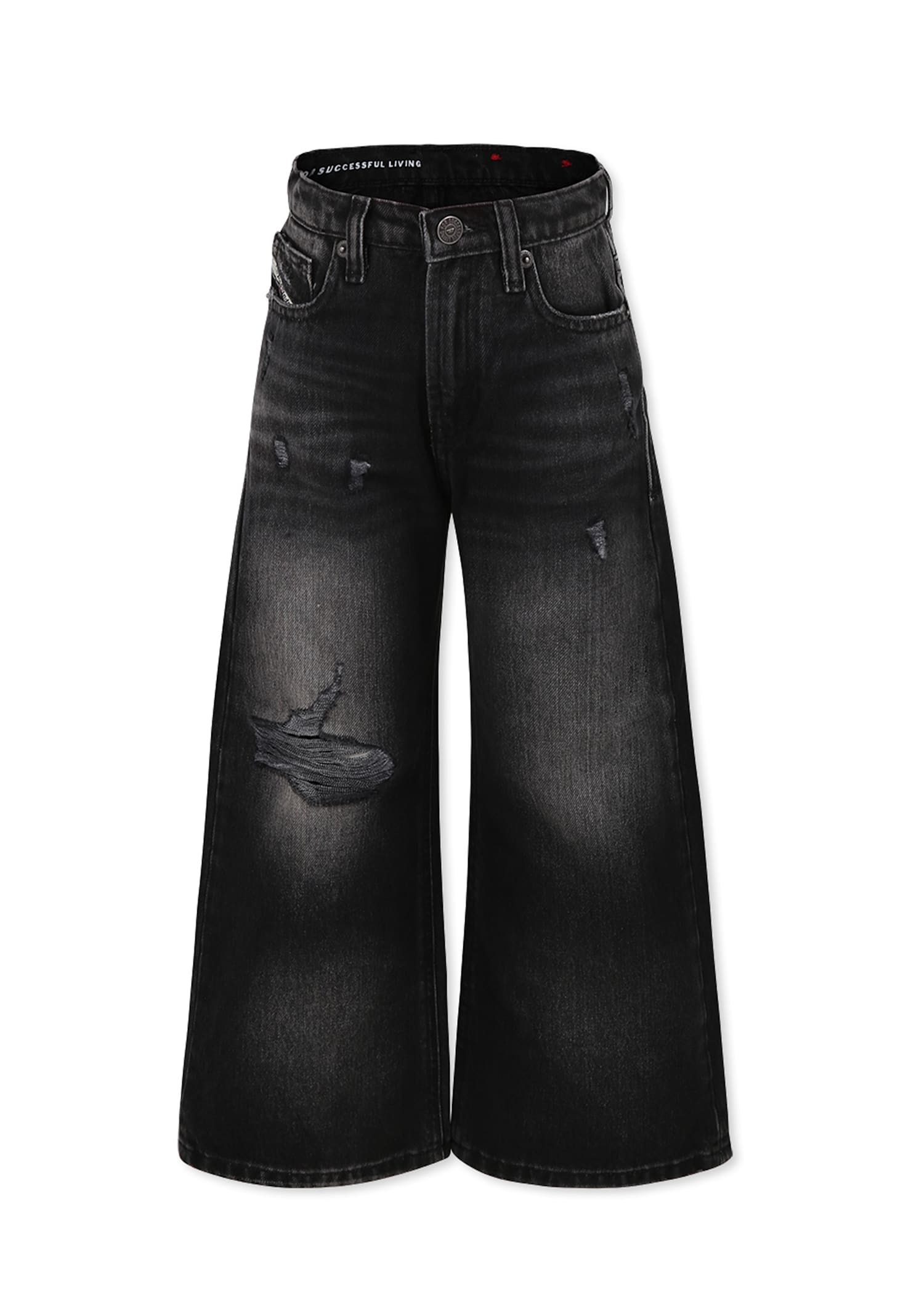 Diesel Black Jeans For Girl In Black