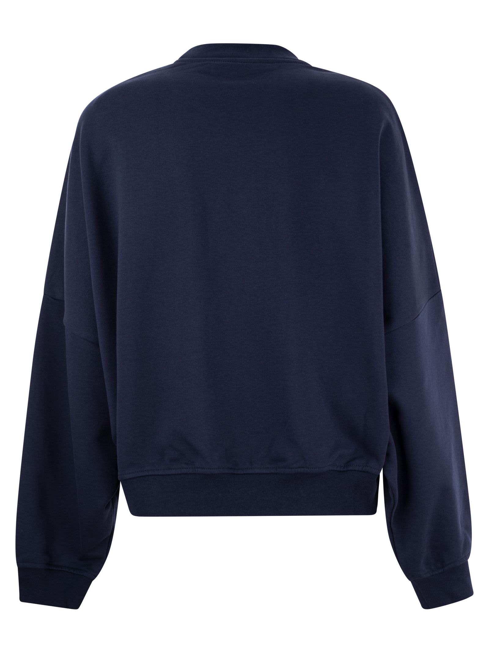 Shop Marni Cotton Sweatshirt With Print In Blue