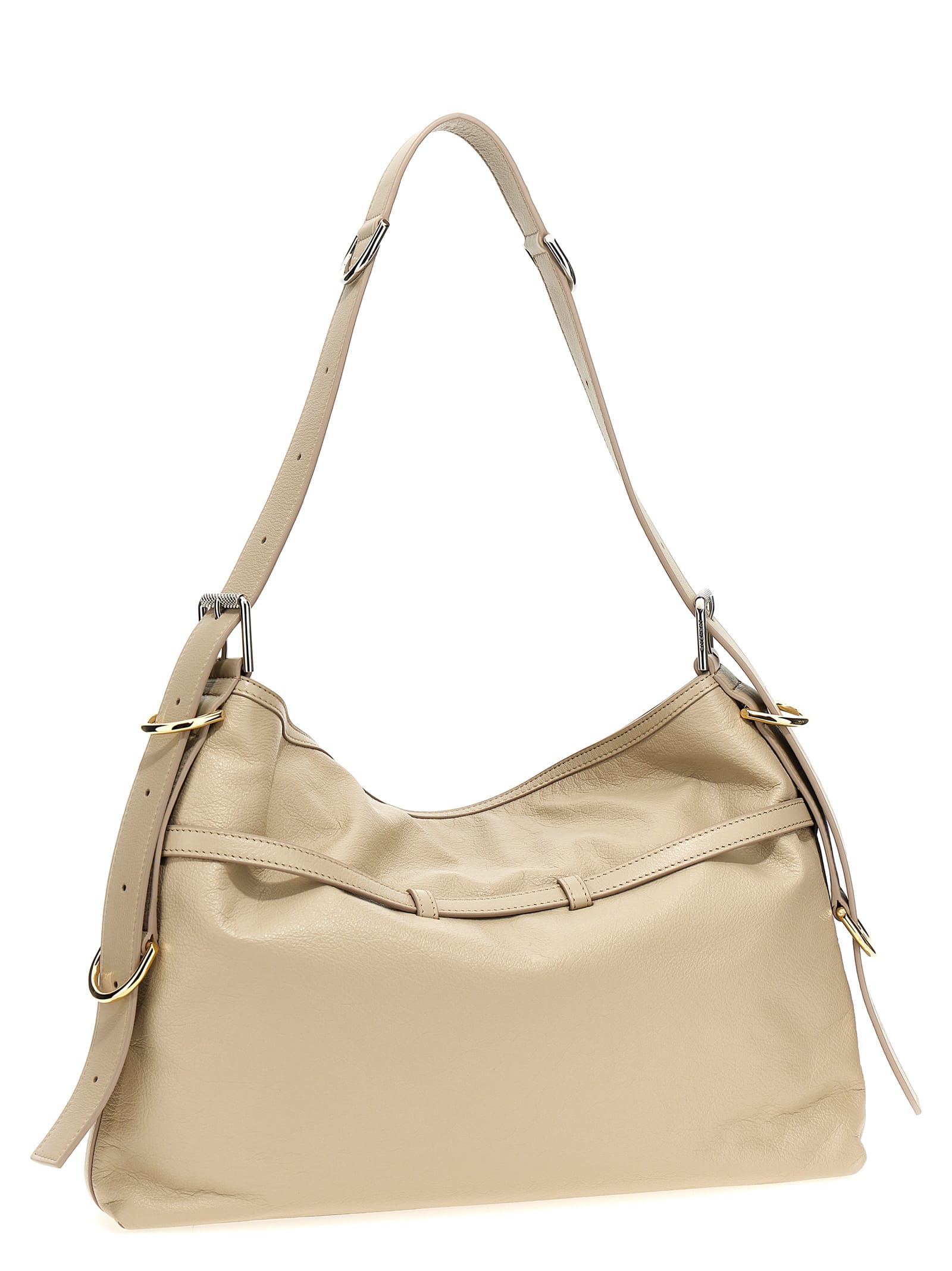 Shop Givenchy Voyou Midi Shoulder Bag In Beige