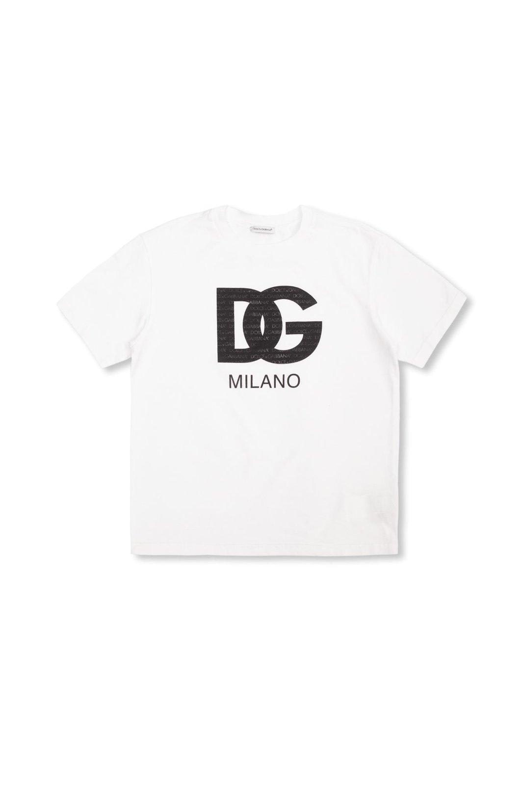 Shop Dolce & Gabbana Dg Logo Printed Crewneck T-shirt In White
