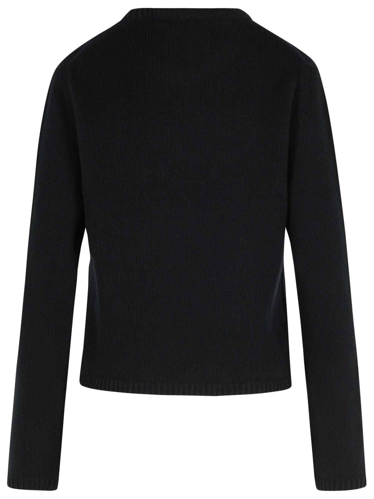 Moncler Cropped Sweater With Contrasting Embroidered Logo In Black