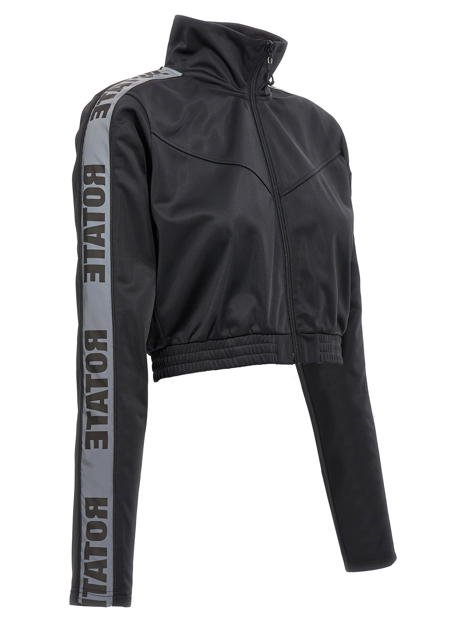 Shop Rotate Birger Christensen Sunday Capsule Cropped Sweatshirt In Black