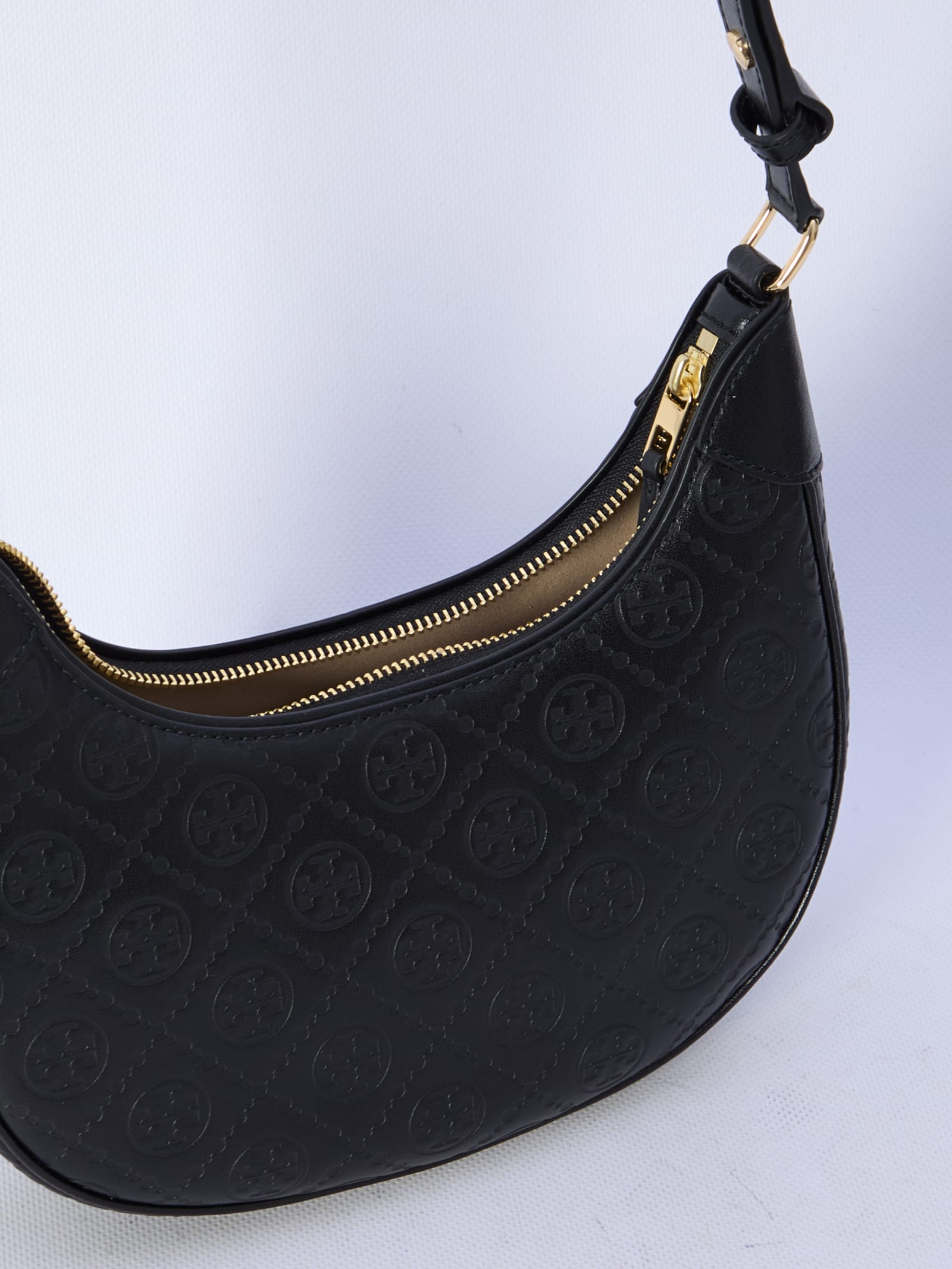 Shop Tory Burch T Monogram Crescent Bag In Black