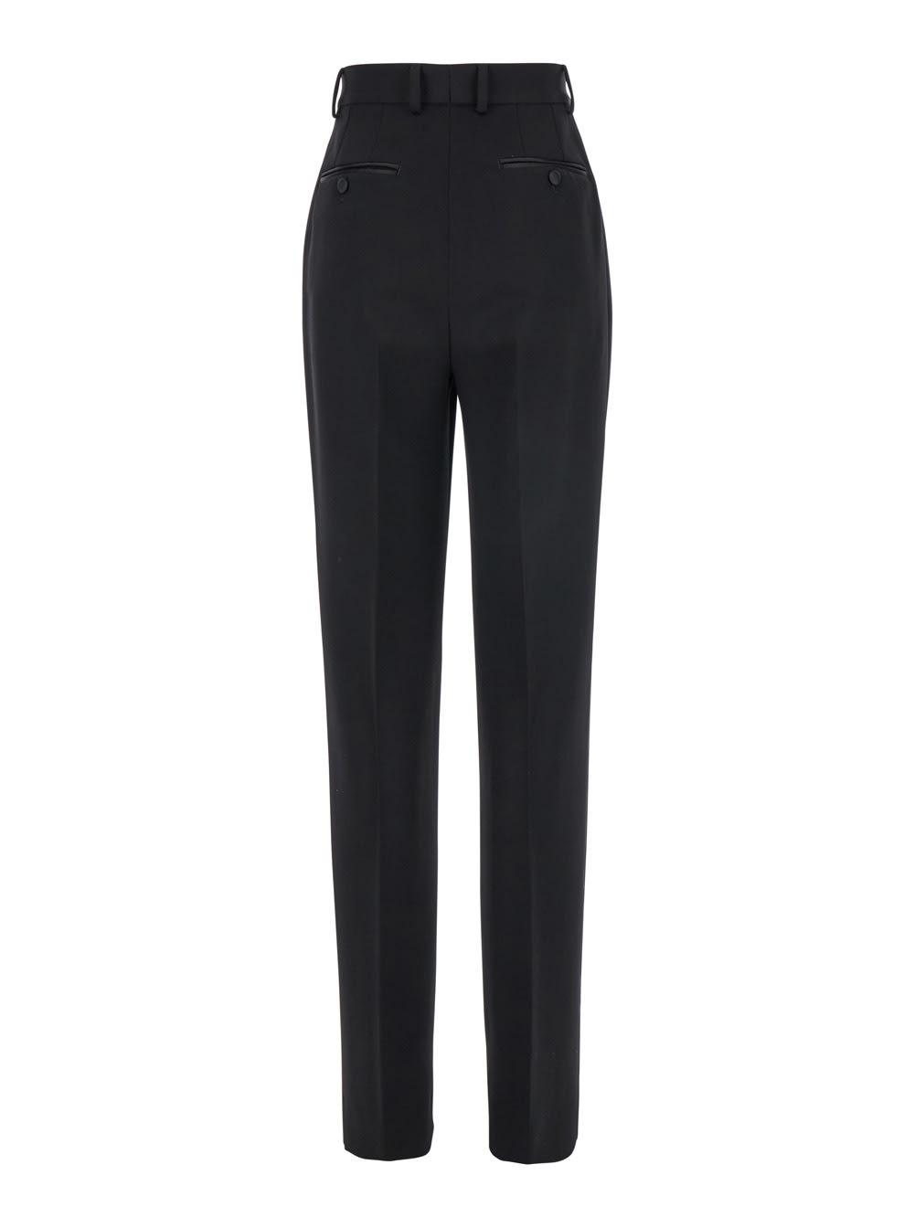 DOLCE & GABBANA BLACK PANTS WITH HIGH WAIST AND BELT LOOPS IN WOOL WOMAN 