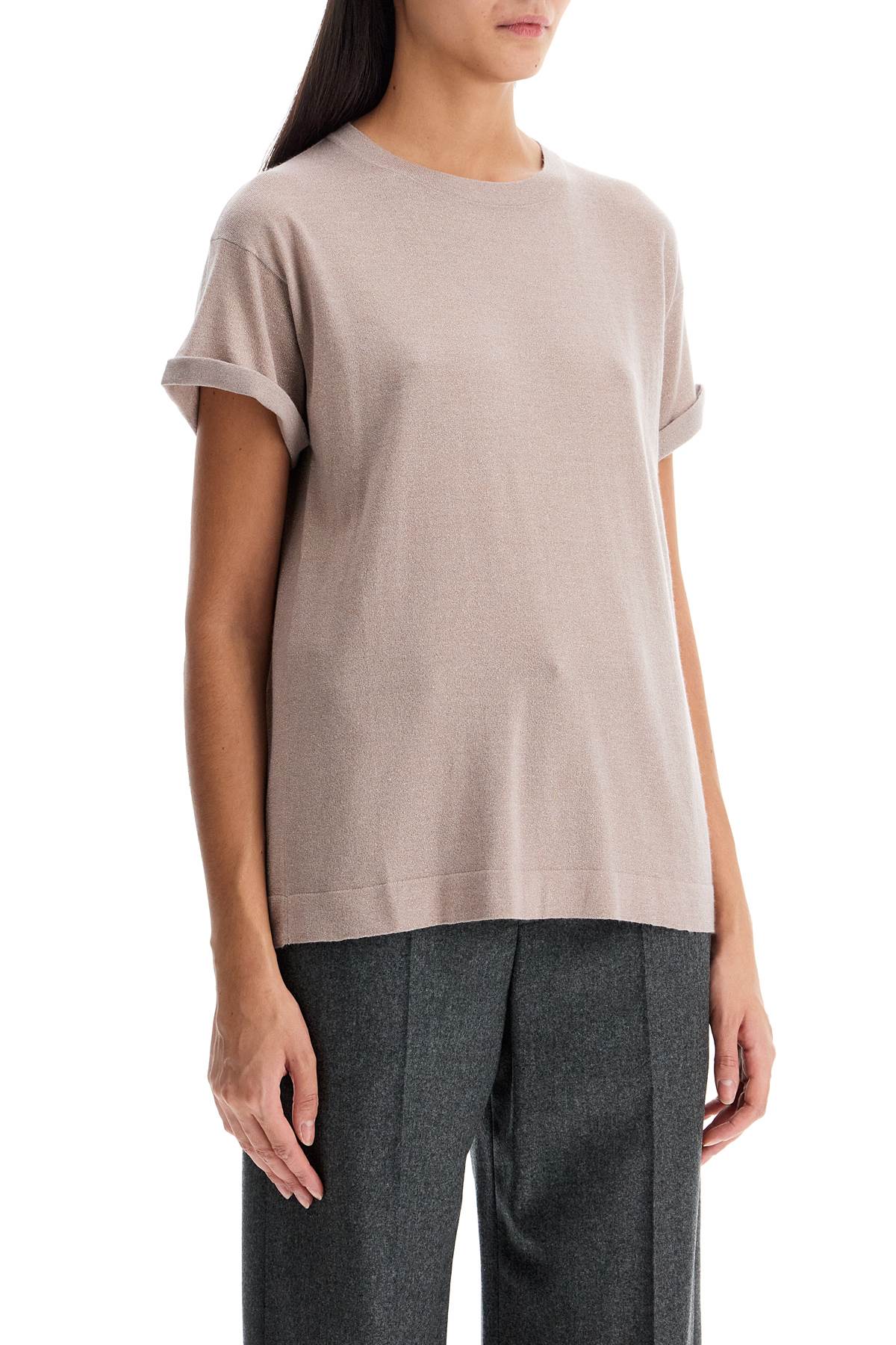 Shop Brunello Cucinelli Sparkling Knit Top In Rosa Polvere (pink)