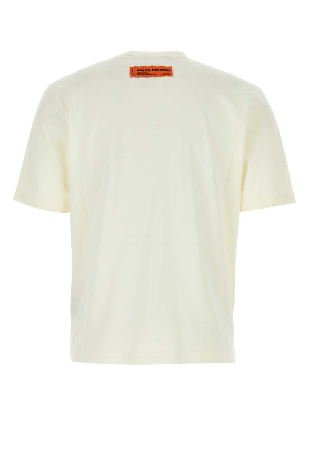 Shop Heron Preston Ivory Cotton T-shirt In Ivoryblue