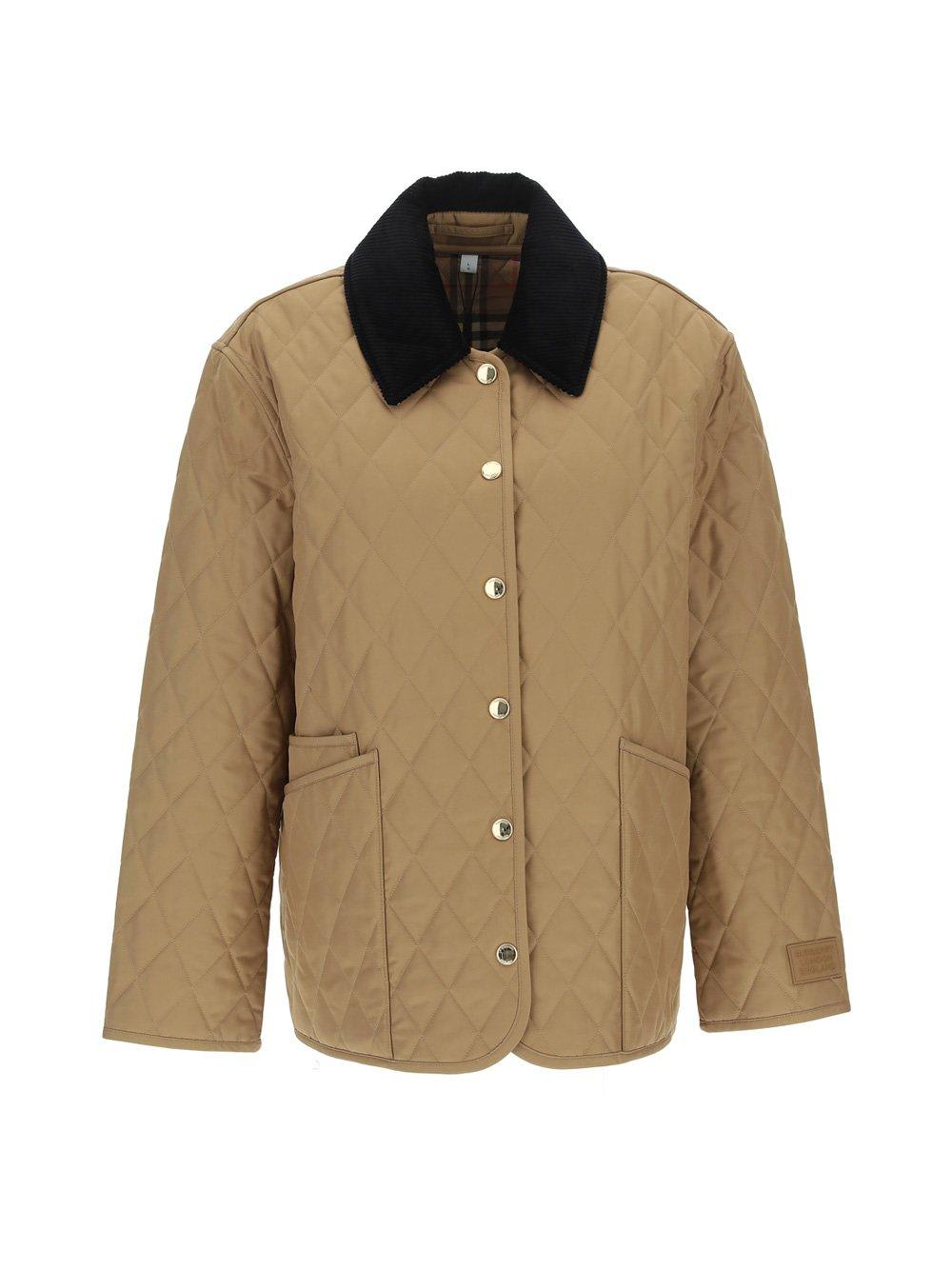 Shop Burberry Diamond Quilted Button-up Jacket In Camel
