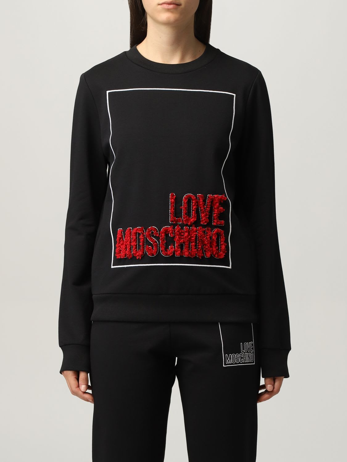 Love Moschino Sweatshirt Love Moschino Cotton Sweatshirt With Ruches Logo