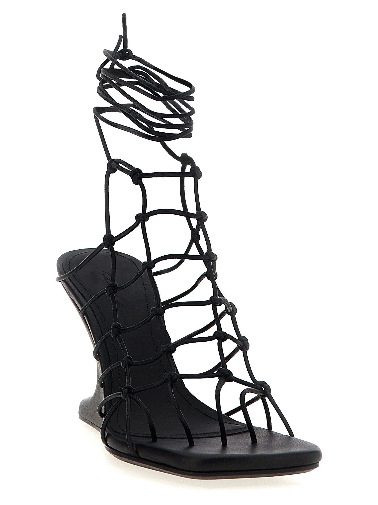 Rick Owens 80mm Web Cantilever Leather Sandals In Black