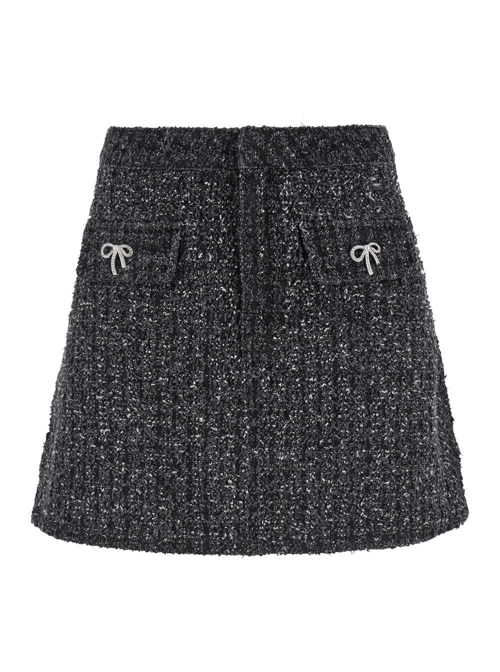 Shop Self-portrait Black Textured Denim Mini Skirt