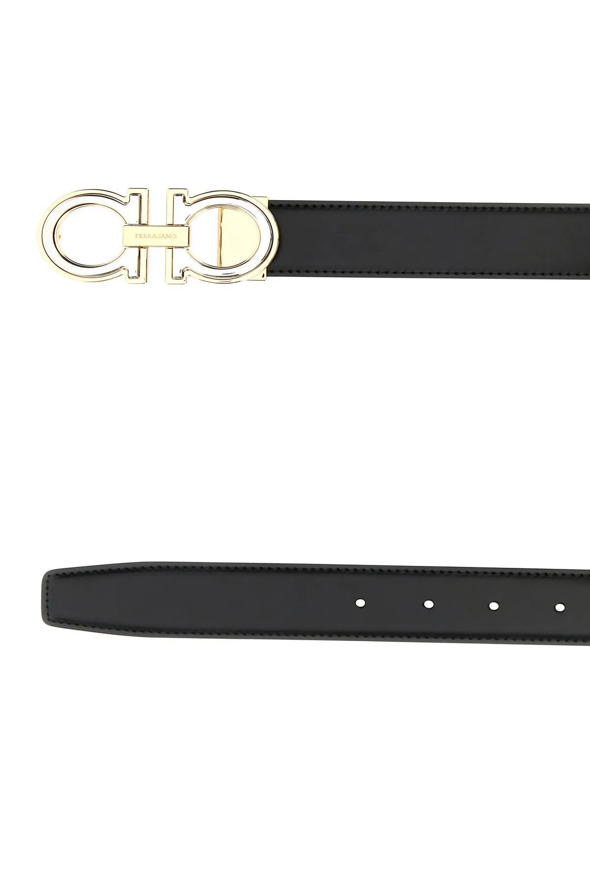 Shop Ferragamo Black Leather Reversible Gancini Belt In Black-brown