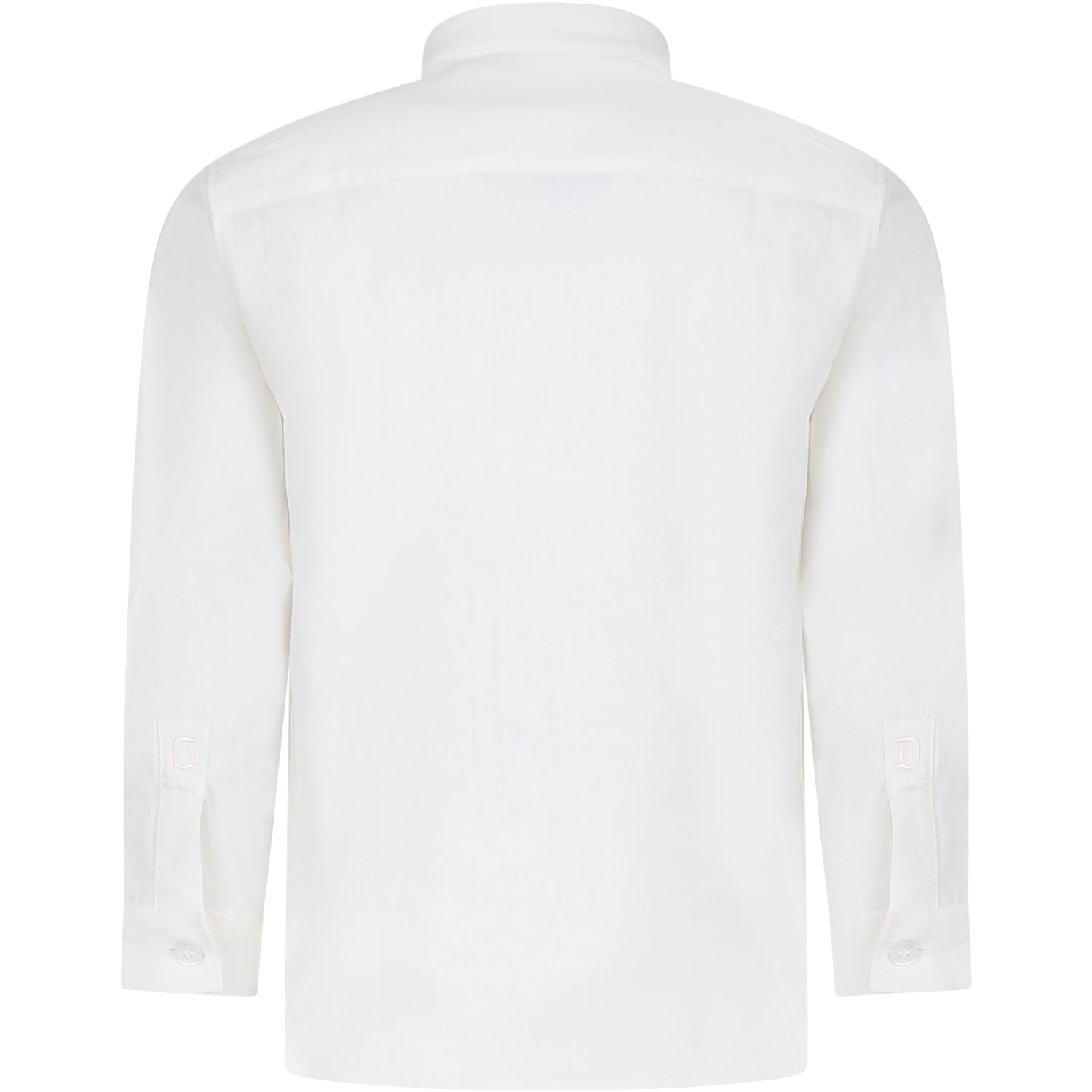 Shop Dondup Ivory Shirt For Boy With Logo In White