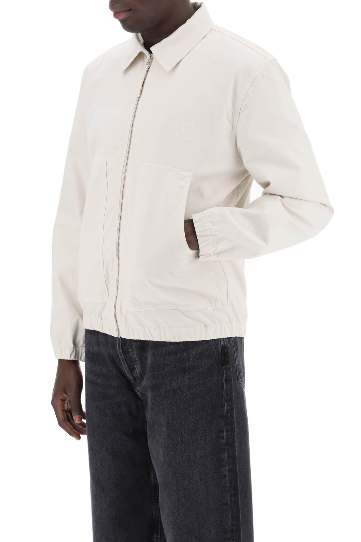 Shop Closed Cotton Blouson Jacket In Lime Beige