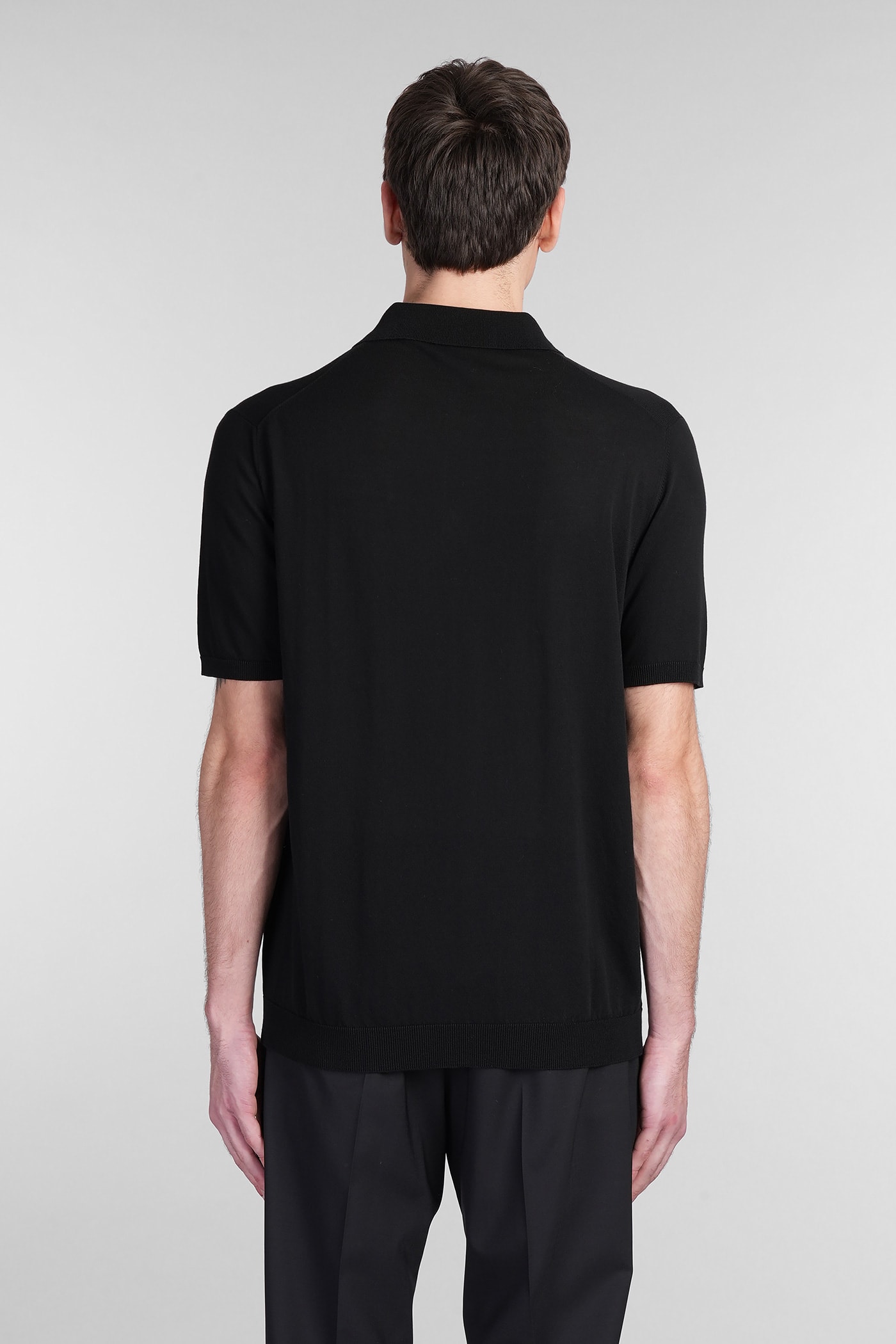 Roberto Collina Polo In Black Cotton In Black