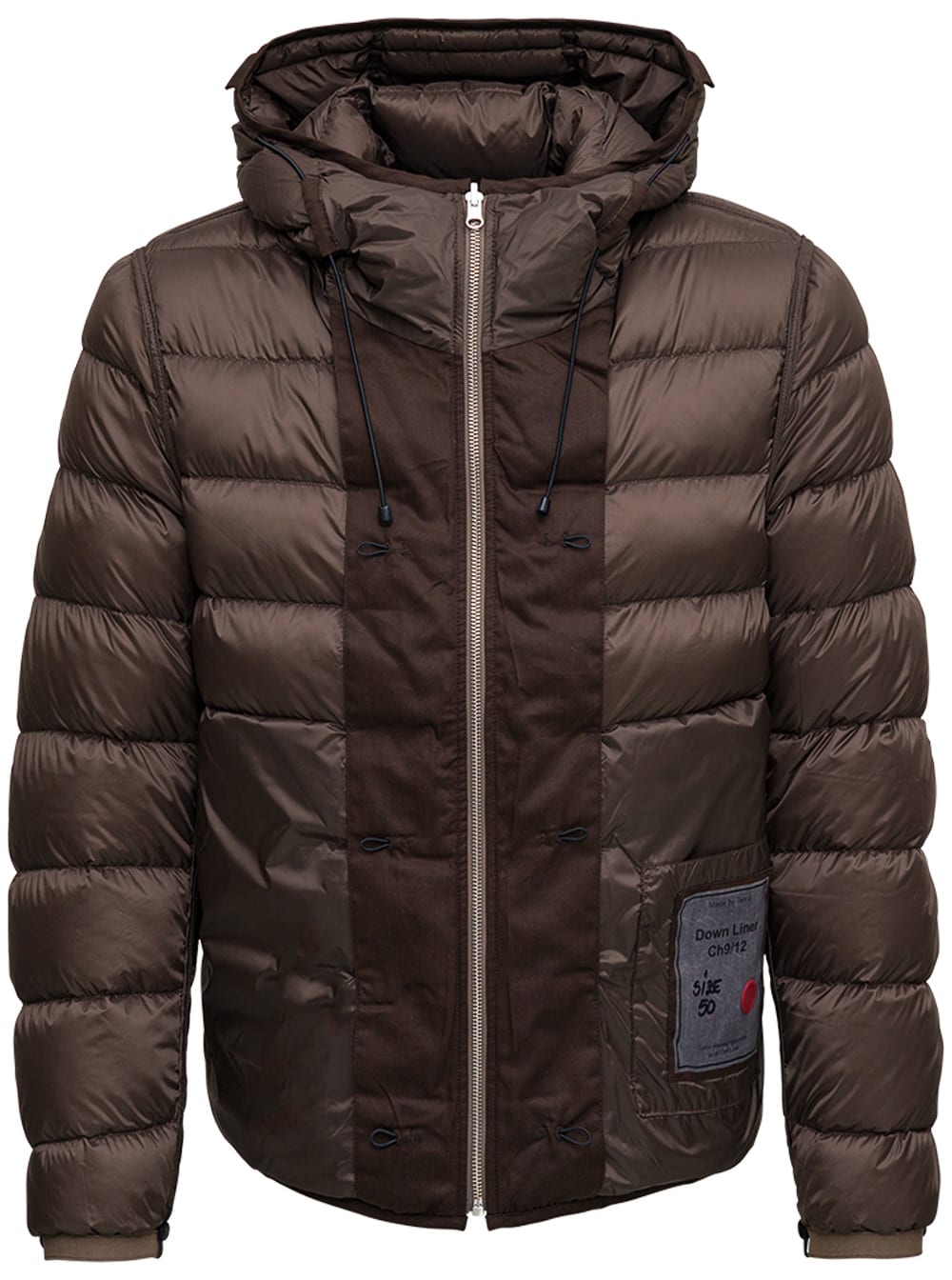 Ten C Brown Quilted Nylon And Cotton Down Jacket