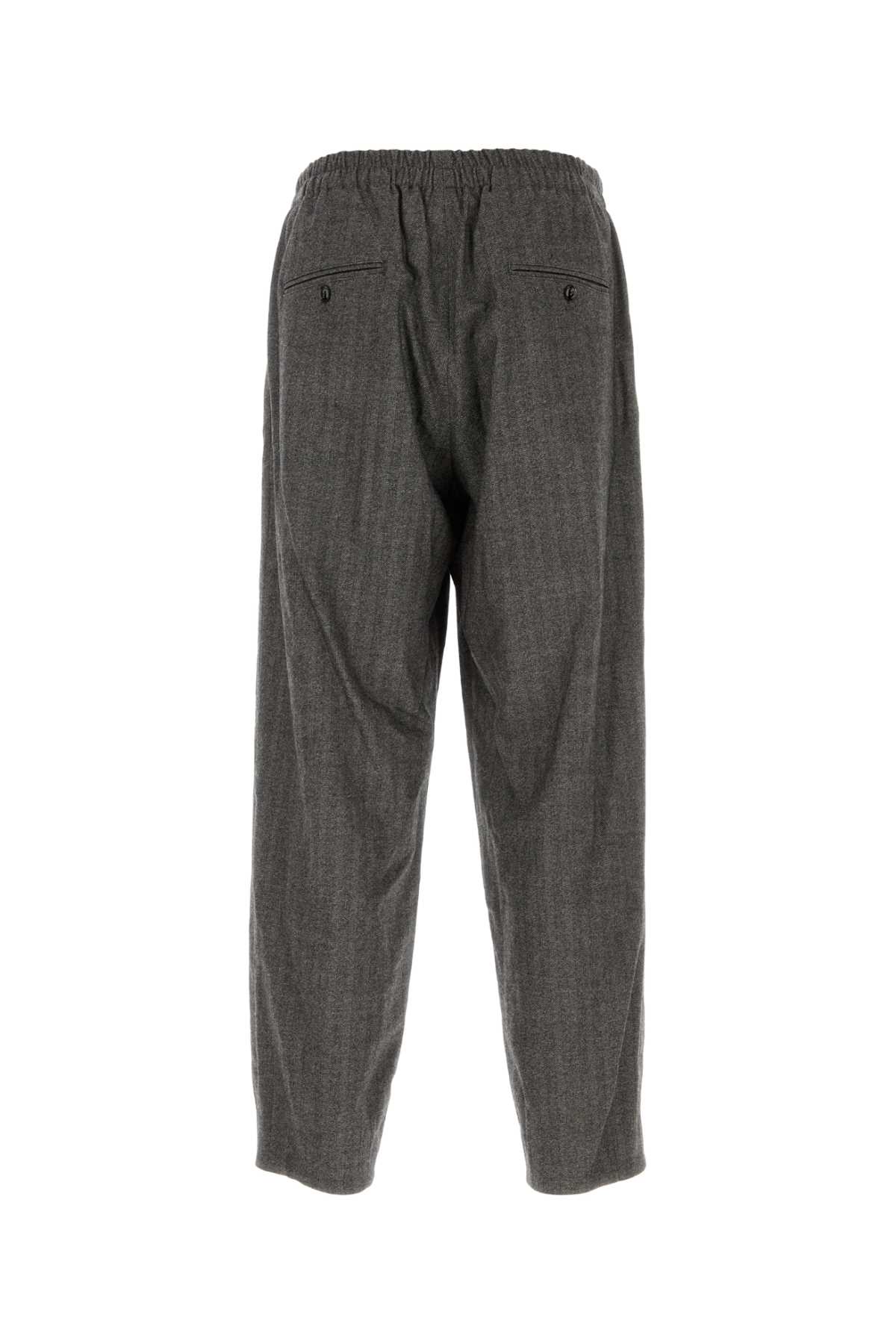 Giorgio Armani Wool Blend Pant With Back Pockets And Button Detail In Gray