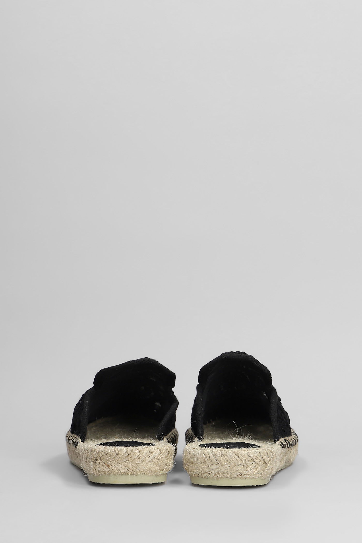 Mc2 Saint Barth Isa Macrame Slipper-mule In Black Canvas In Black