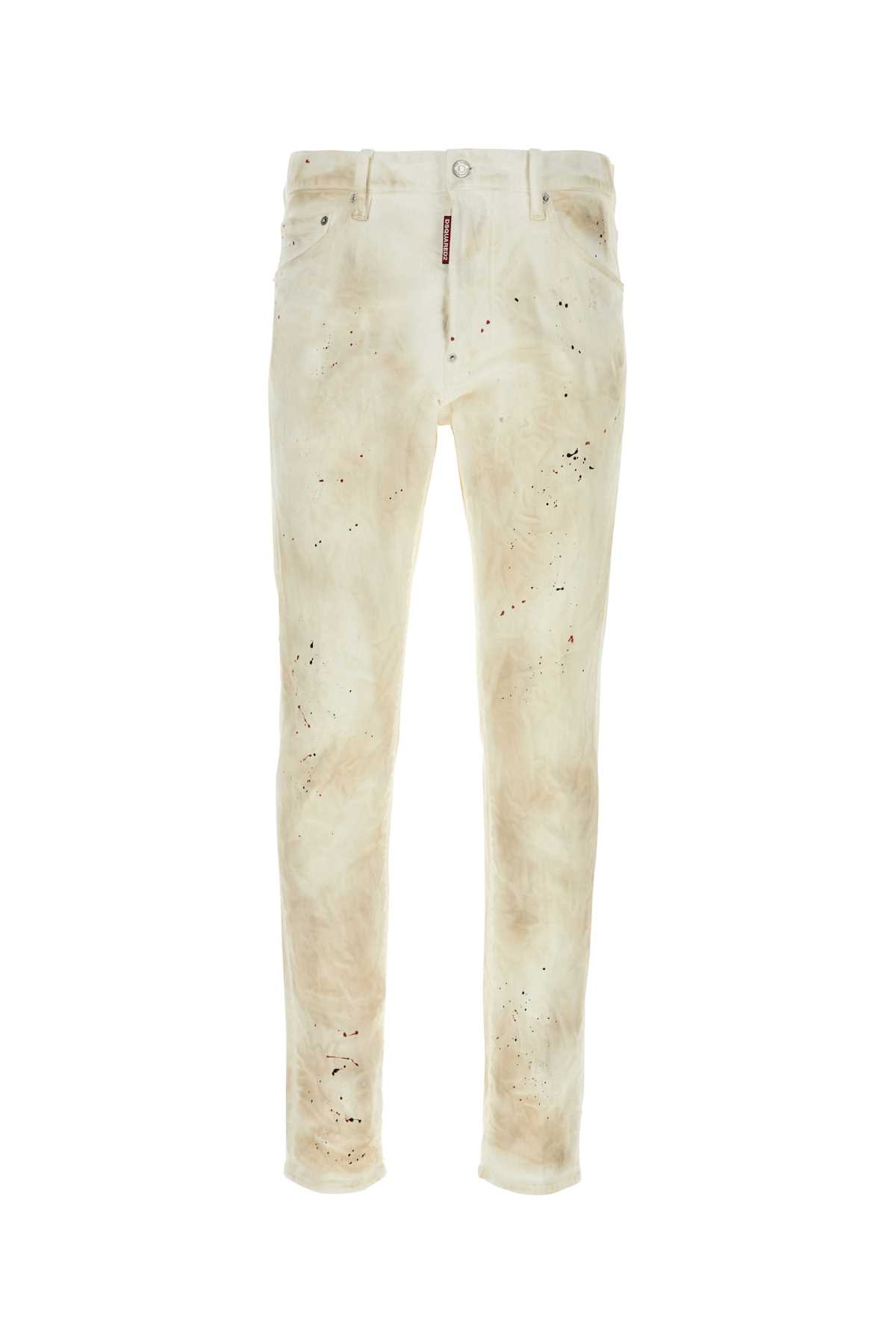 Shop Dsquared2 White Stretch Denim Cool Guy Jeans In Butter