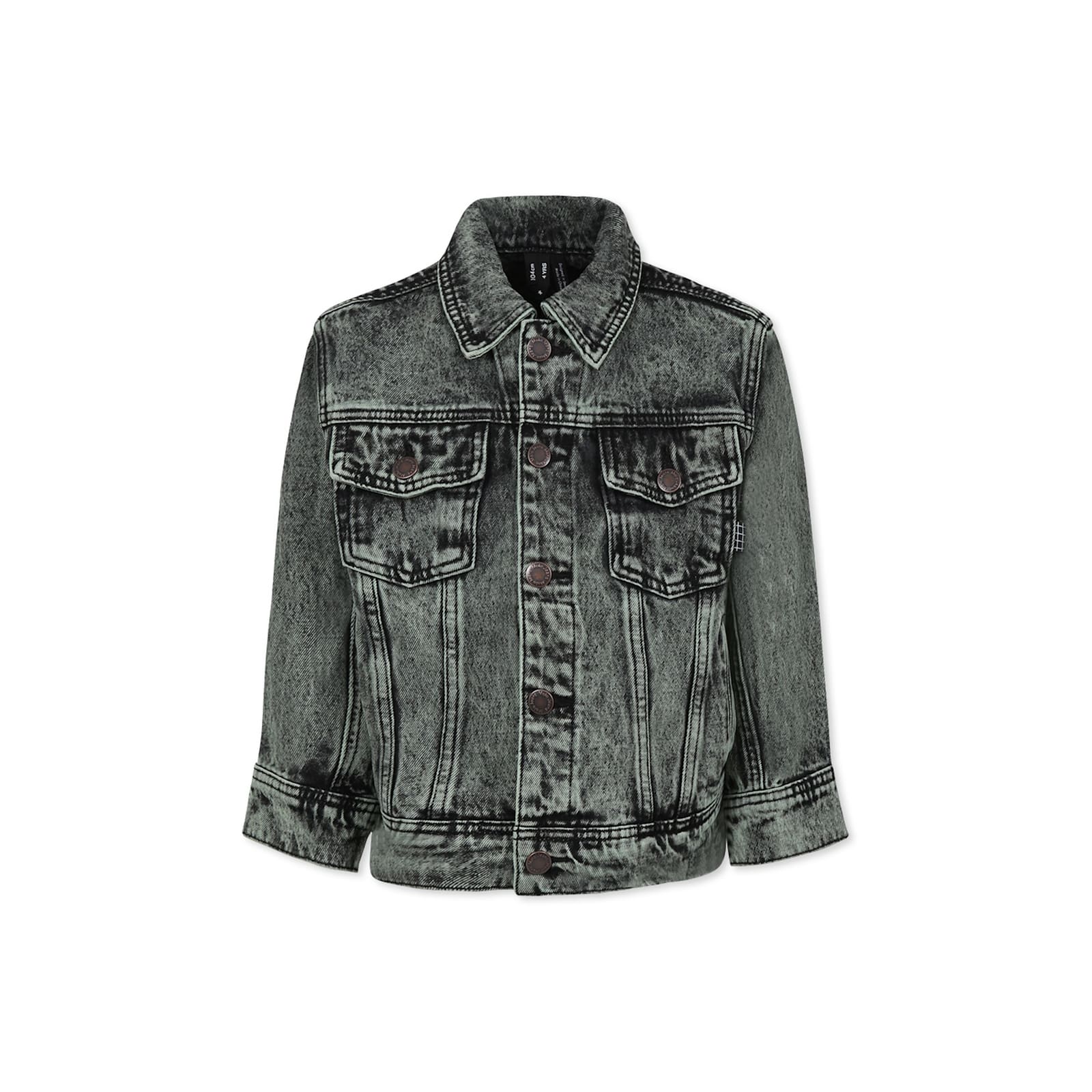 Molo Long-sleeved Denim Coat In Green