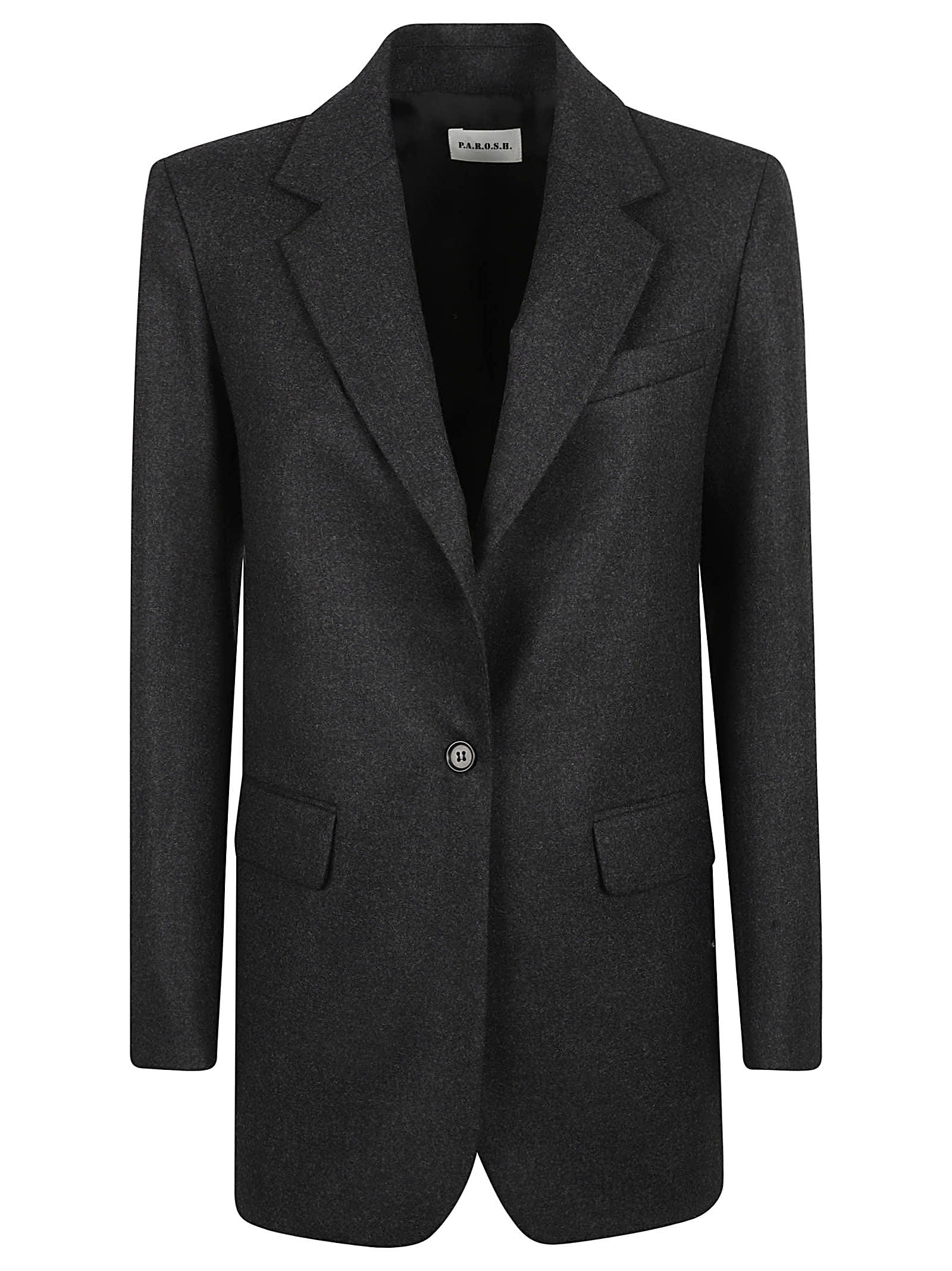 Shop P.a.r.o.s.h Single-buttoned Blazer In Anthracite