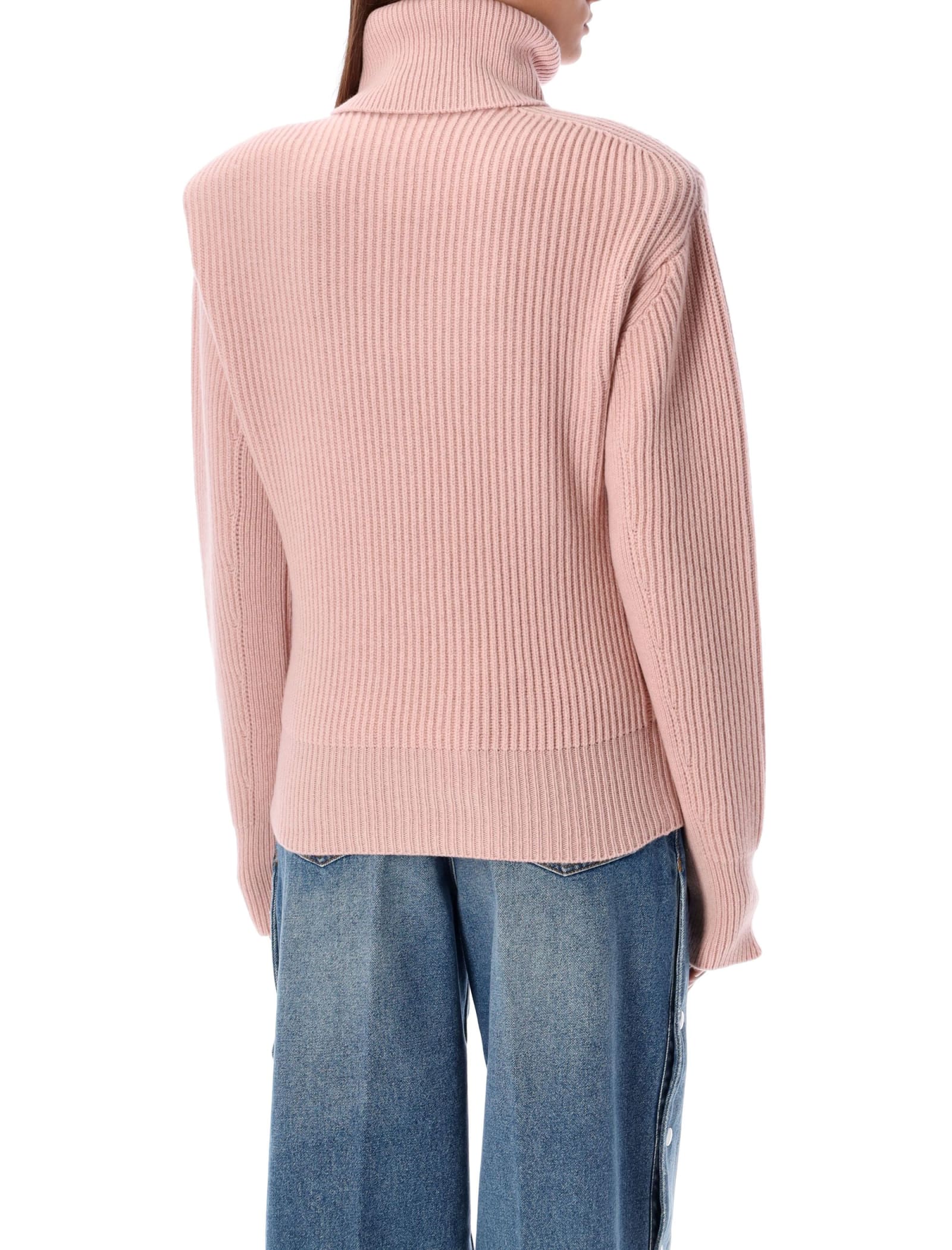 Shop Stella Mccartney High Neck Cashmere Sweater In Rose