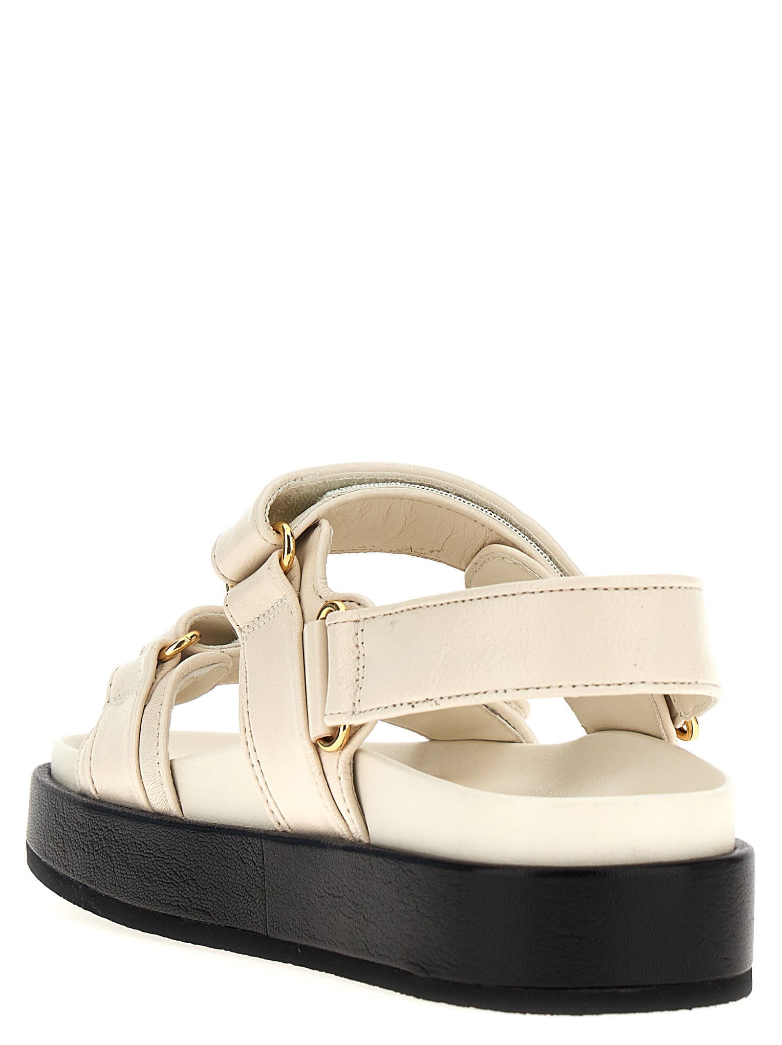 Tory Burch Black Slingback Sandals With Double Strap In White