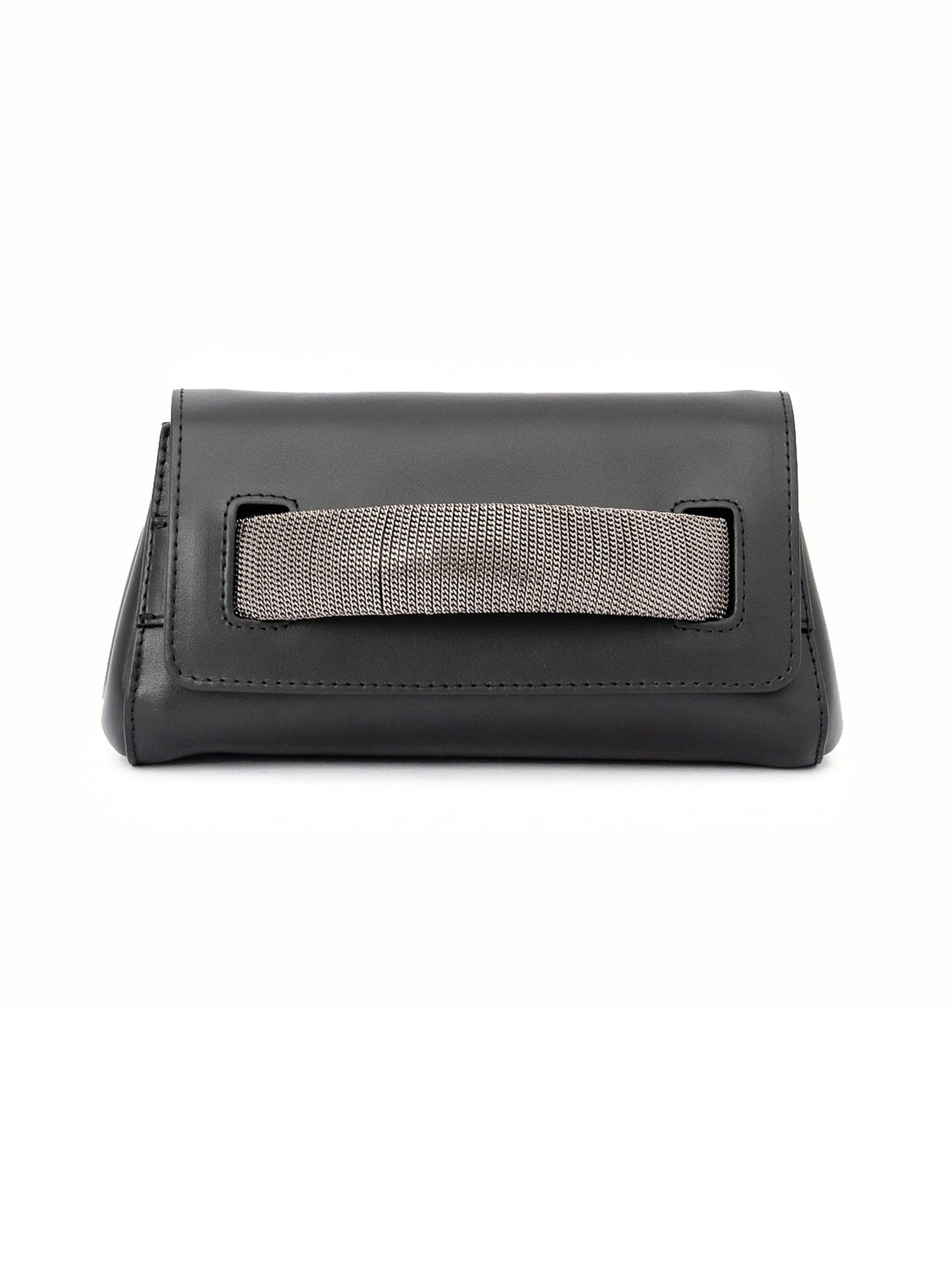 Shop Orciani Black Nappa Leather Clutch Bag