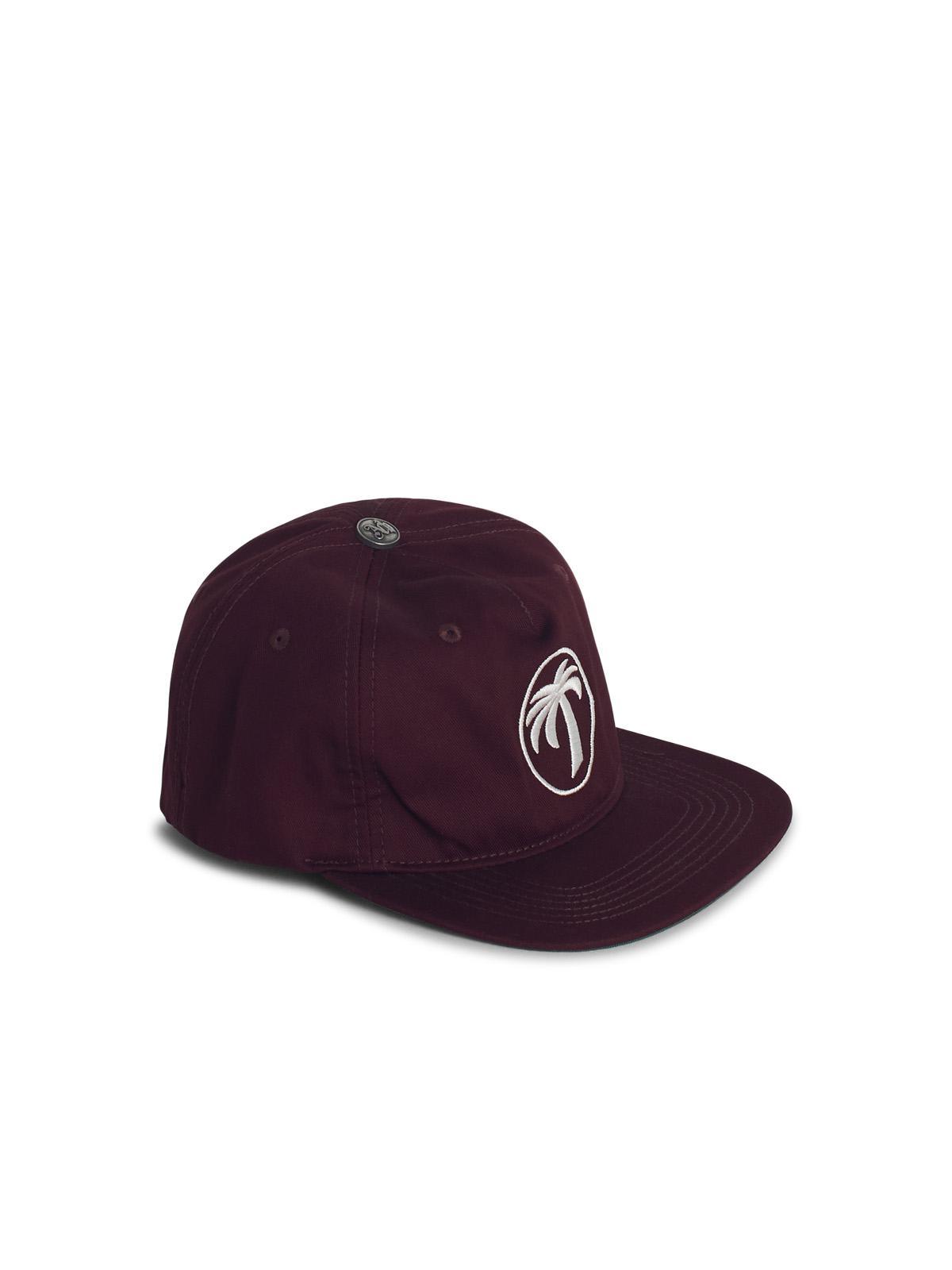 Palm Angels Oval Burgundy Cotton Cap In Bordeaux