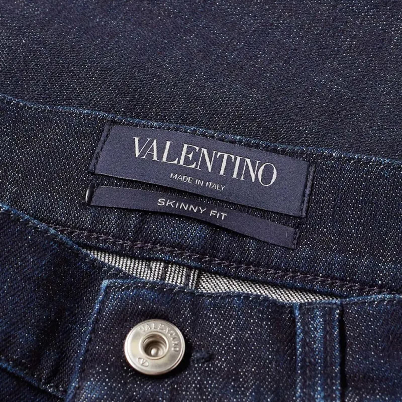 Shop Valentino Cotton Denim Skinny Jeans In Blue
