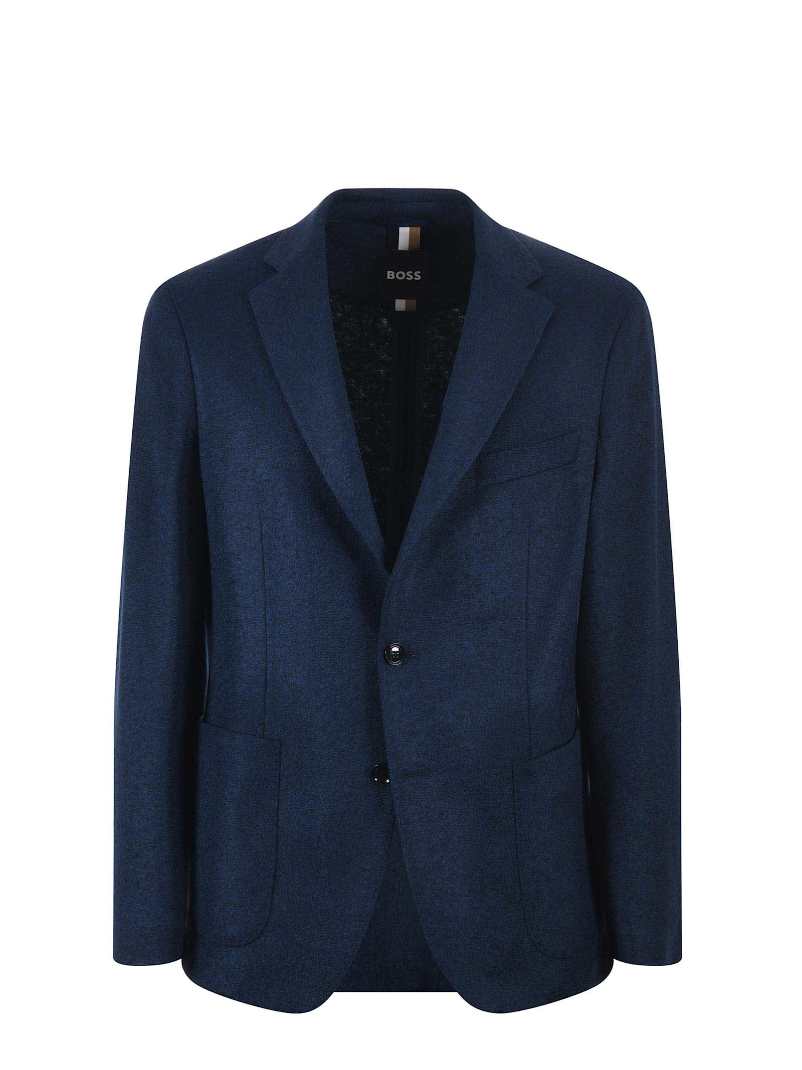 Shop Hugo Boss Jacket In Wool Jersey In Blu Melange