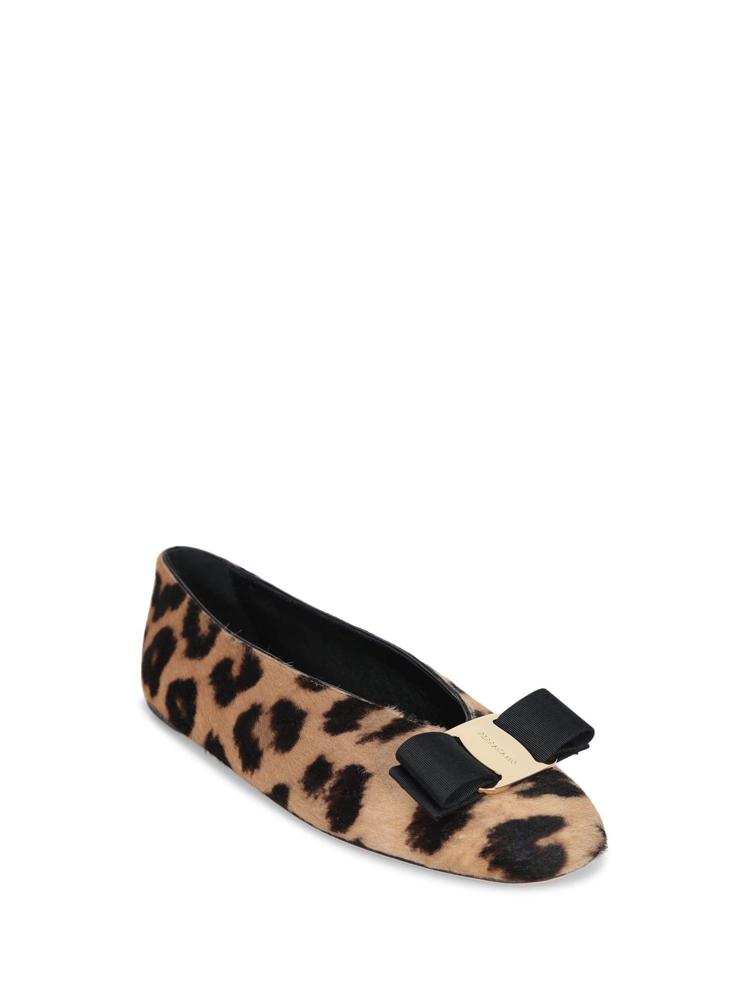 Ferragamo Leopard Print Leather Ballet Flats In Animal Print