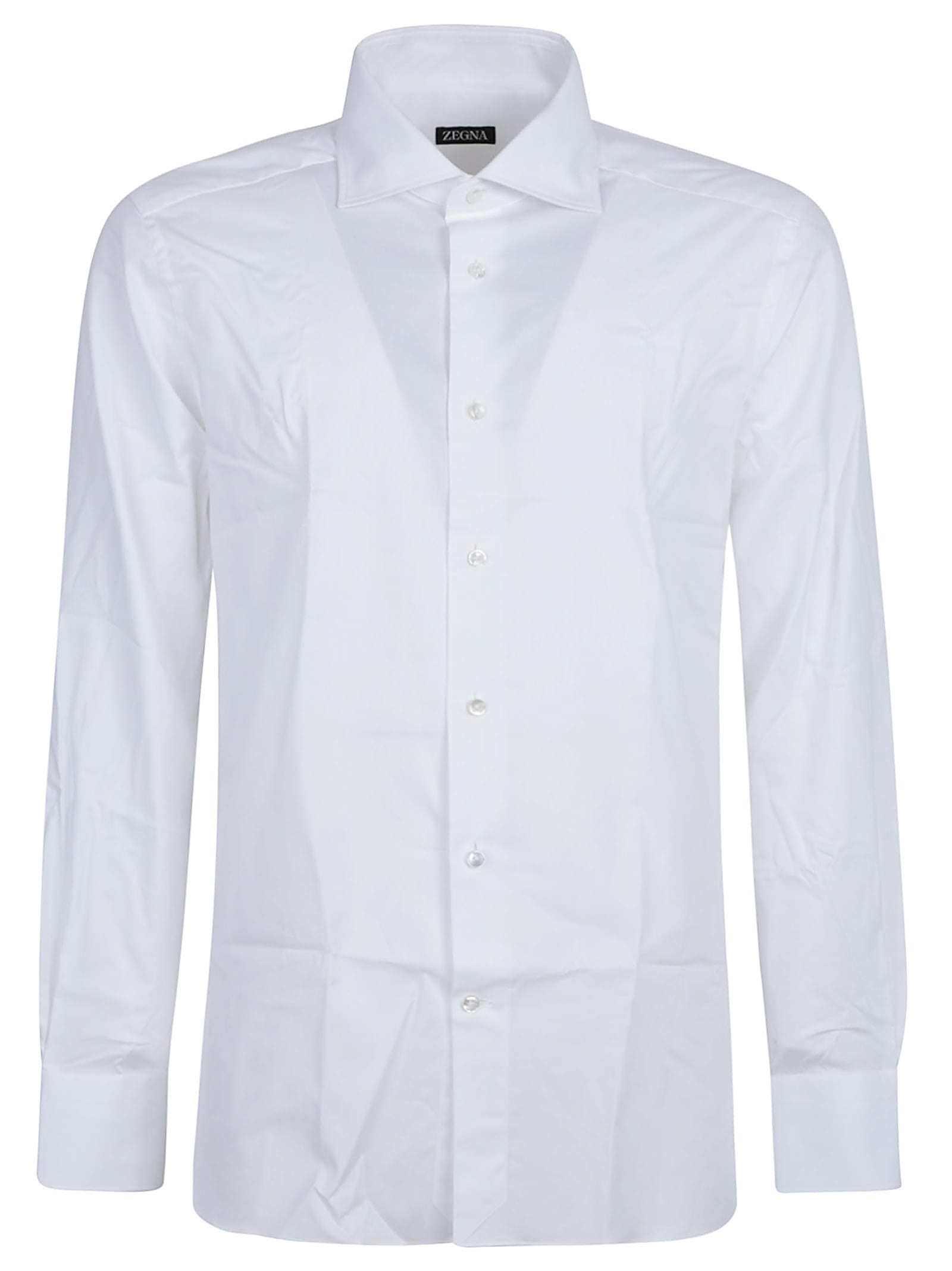 Zegna Micro Striped Trecapi Tailored Fit Long Sleeve Shirt In White