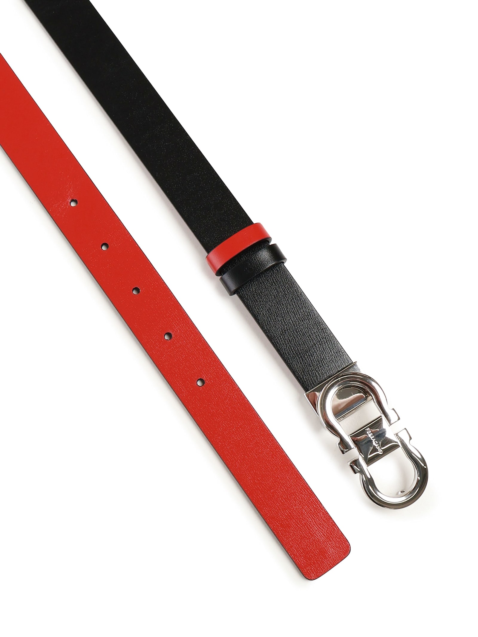 Ferragamo Gancini Adjustable And Reversible Belt In Black