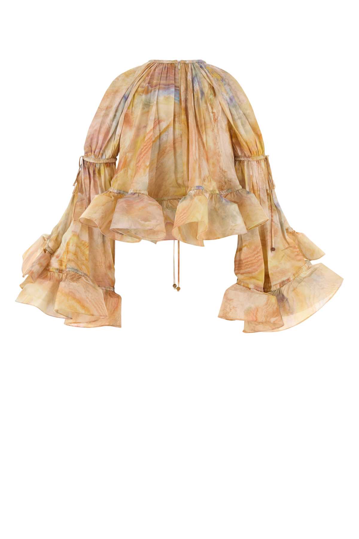 Zimmermann Printed Silk Crop-top In Brown