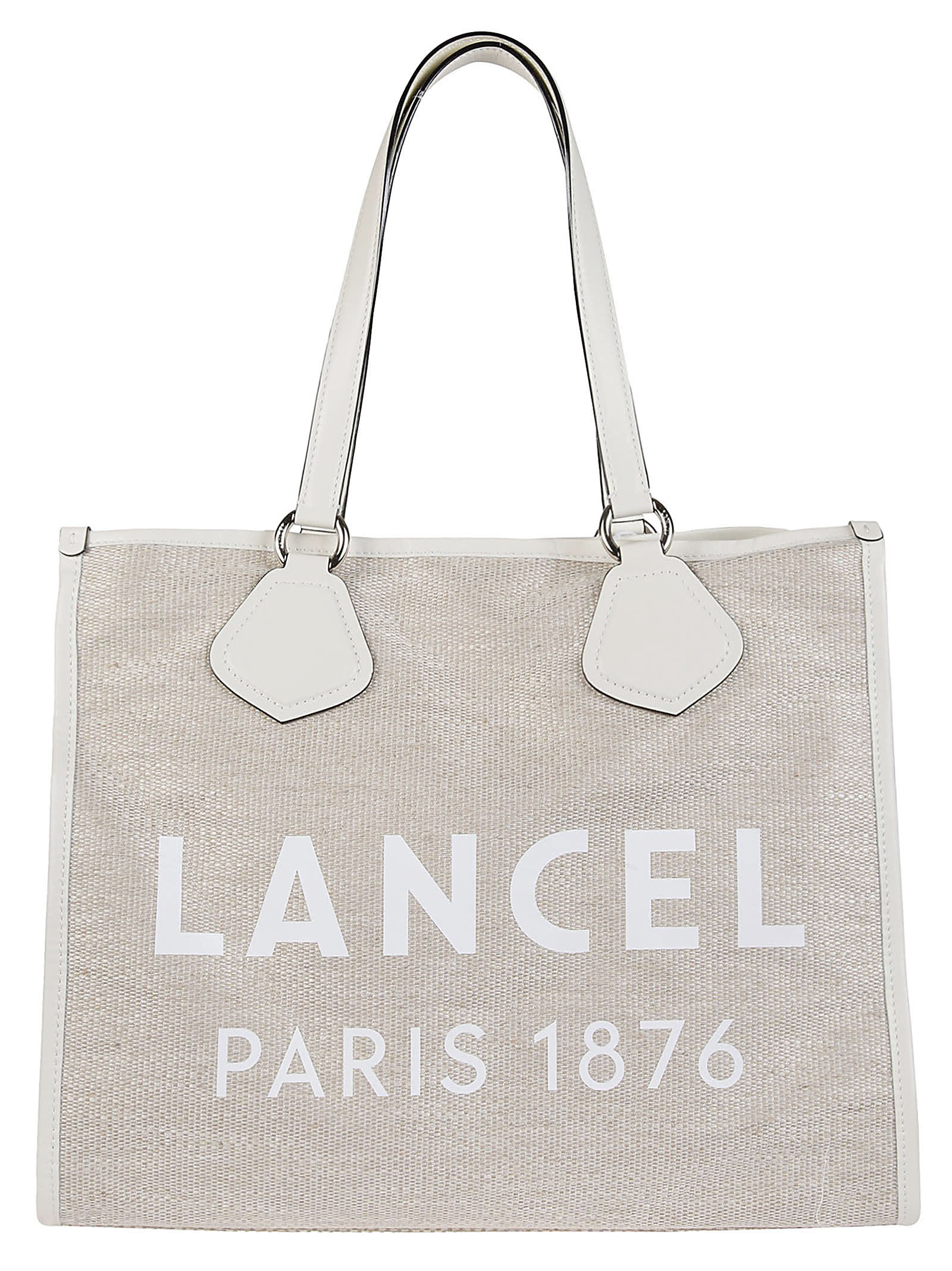 Shop Lancel Summer Large Tote Bag In Z Naturel/blanc