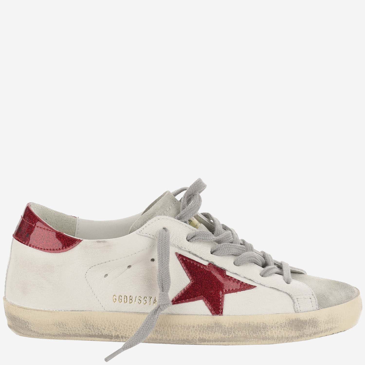 Shop Golden Goose Super Star Leather Sneakers In Bianco