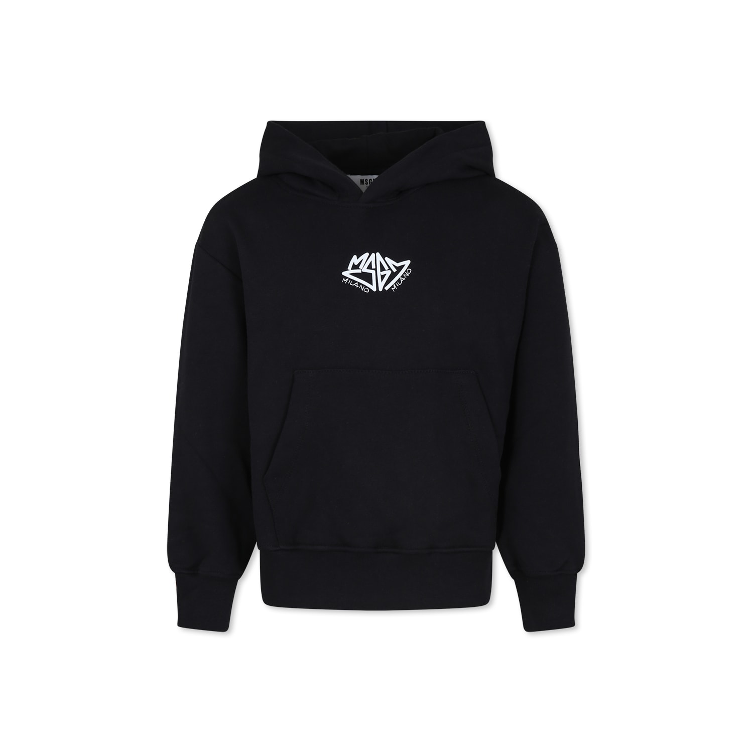 Msgm Black Sweatshirt For Boy With Logo In Black
