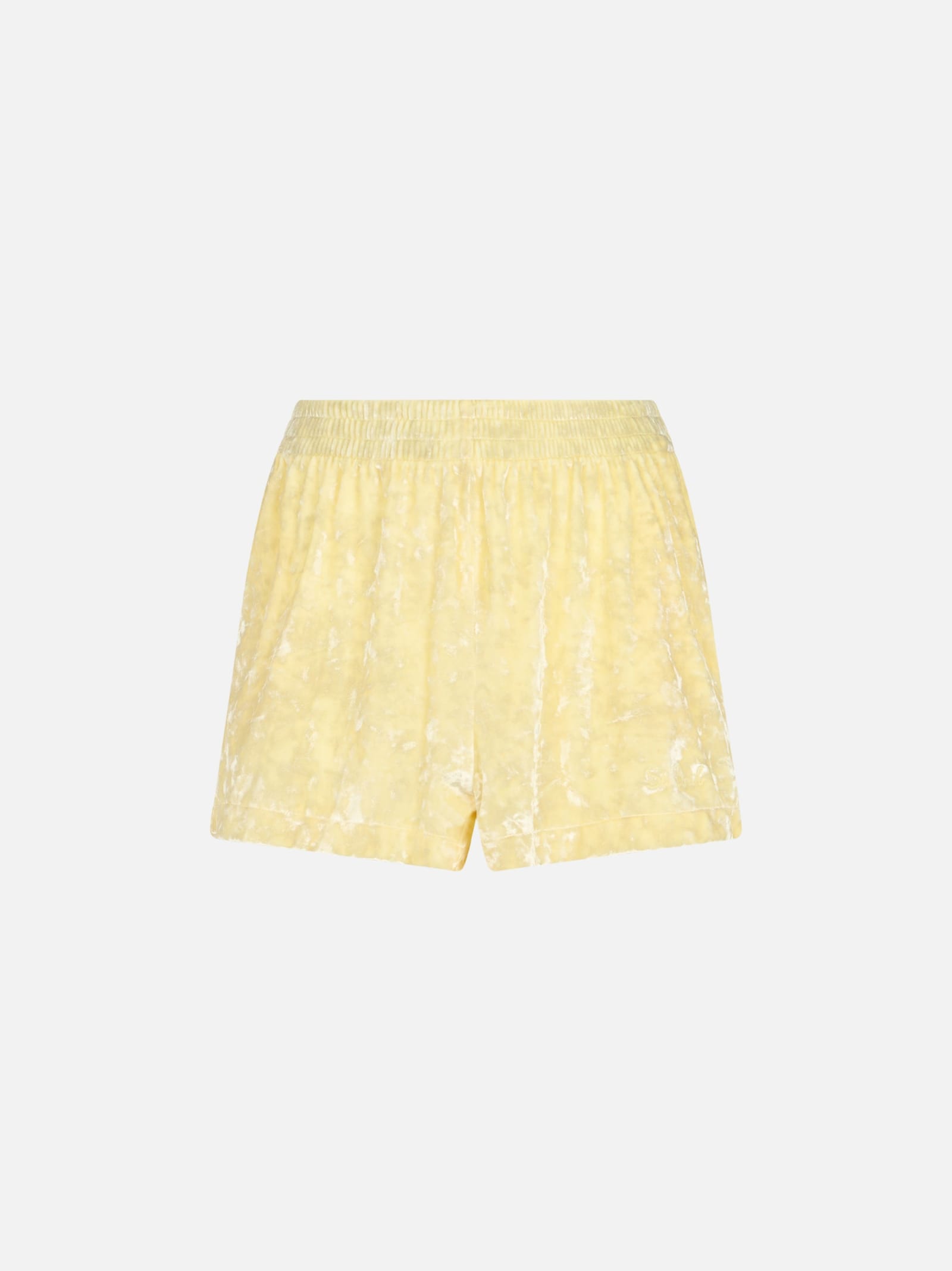 Mc2 Saint Barth Woman Pale Yellow Chenille Pull Up Shorts Cate In Yellow